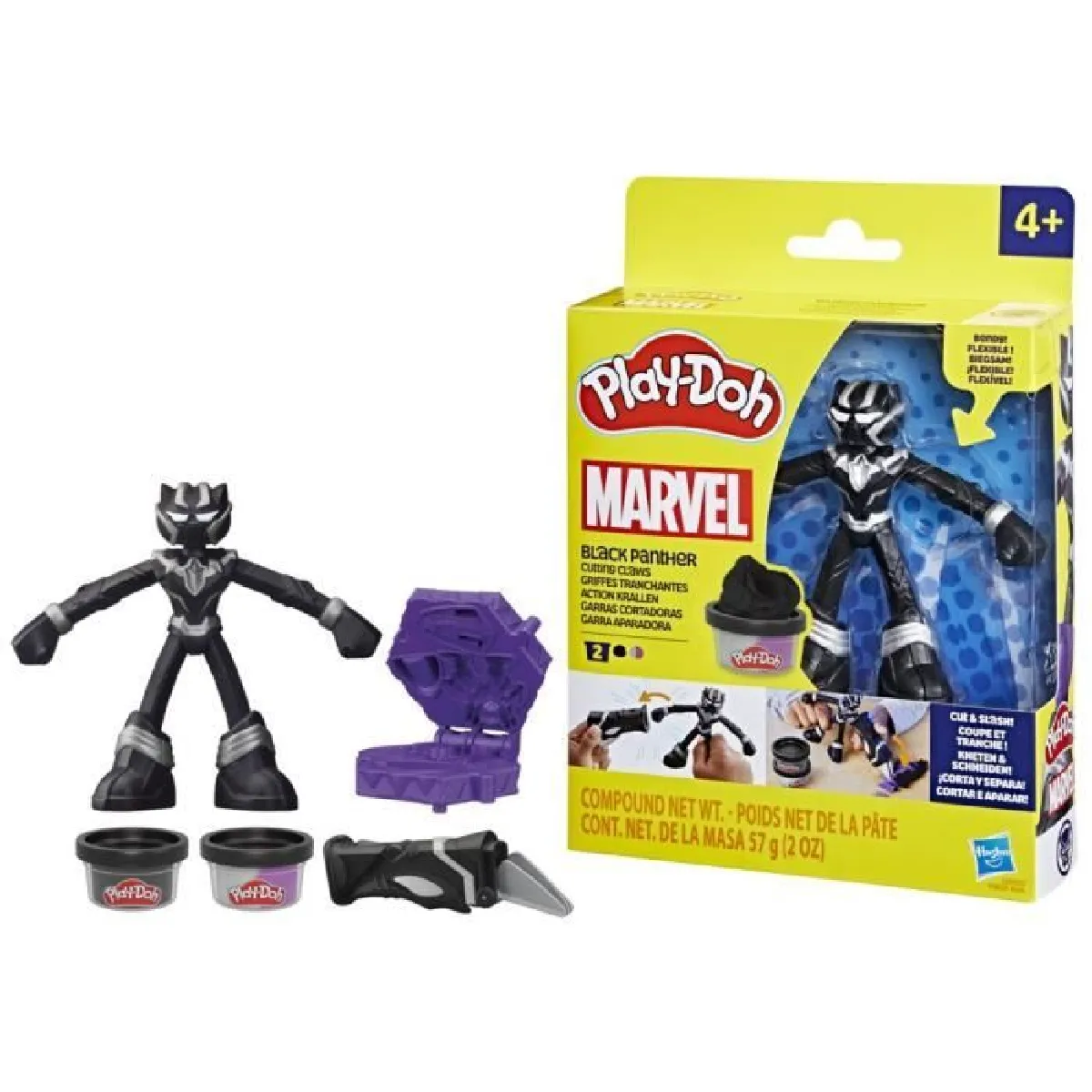 Play-Doh Black Panther, Griffes tranchantes avec figurine flexible et pâte a modeler, des 4 ans, Marvel