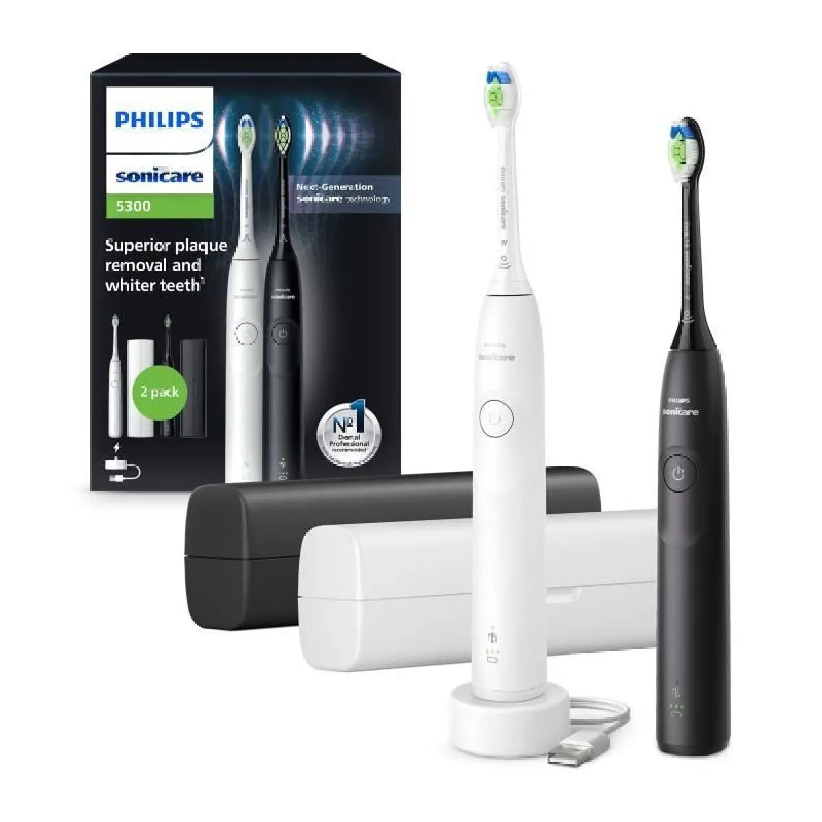 Brosse à dents PHILIPS HX710901 Sonicare Double manche Serie 5300 & Eléctrique