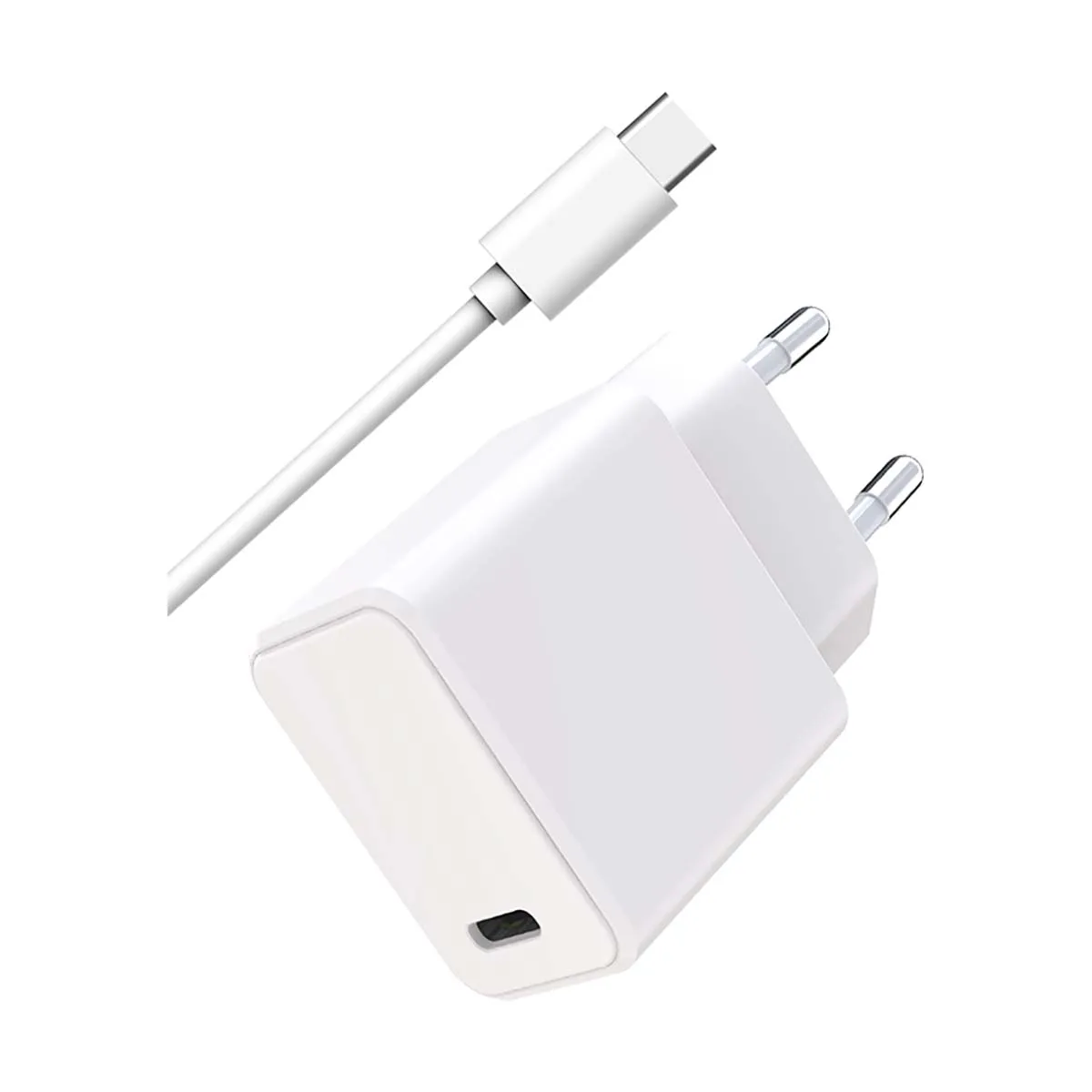 Wow Blanc Chargeur Secteur Usb-C 20W Avec Câble Usb-C Vers Usb-C 1M