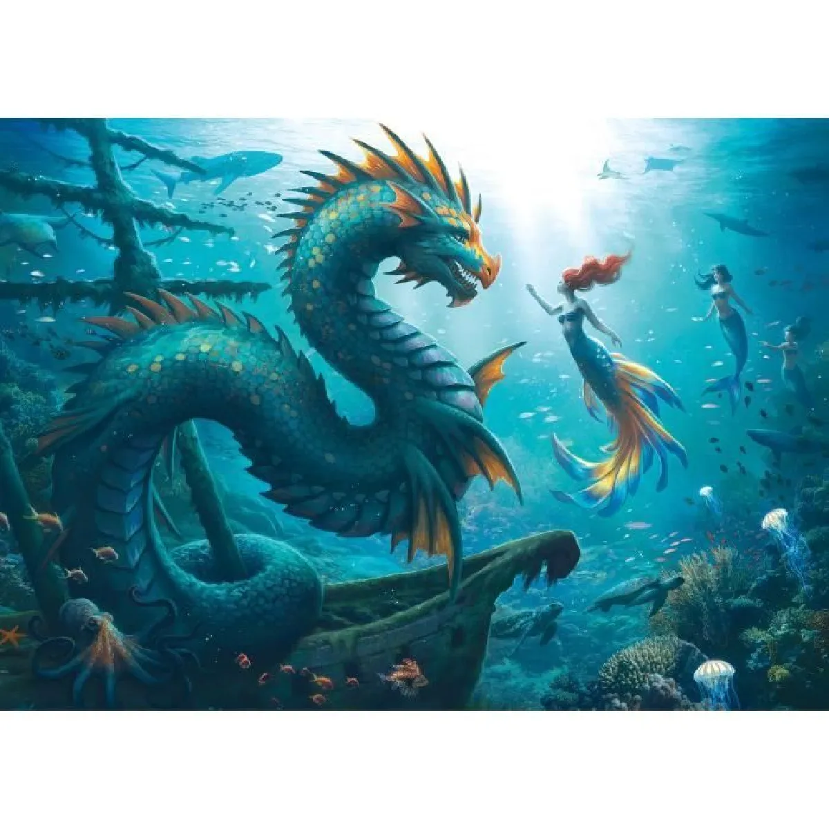 Puzzle 1000 pièces : Dragon sirène et tortues des profondeurs Ravensburger France - vue 7