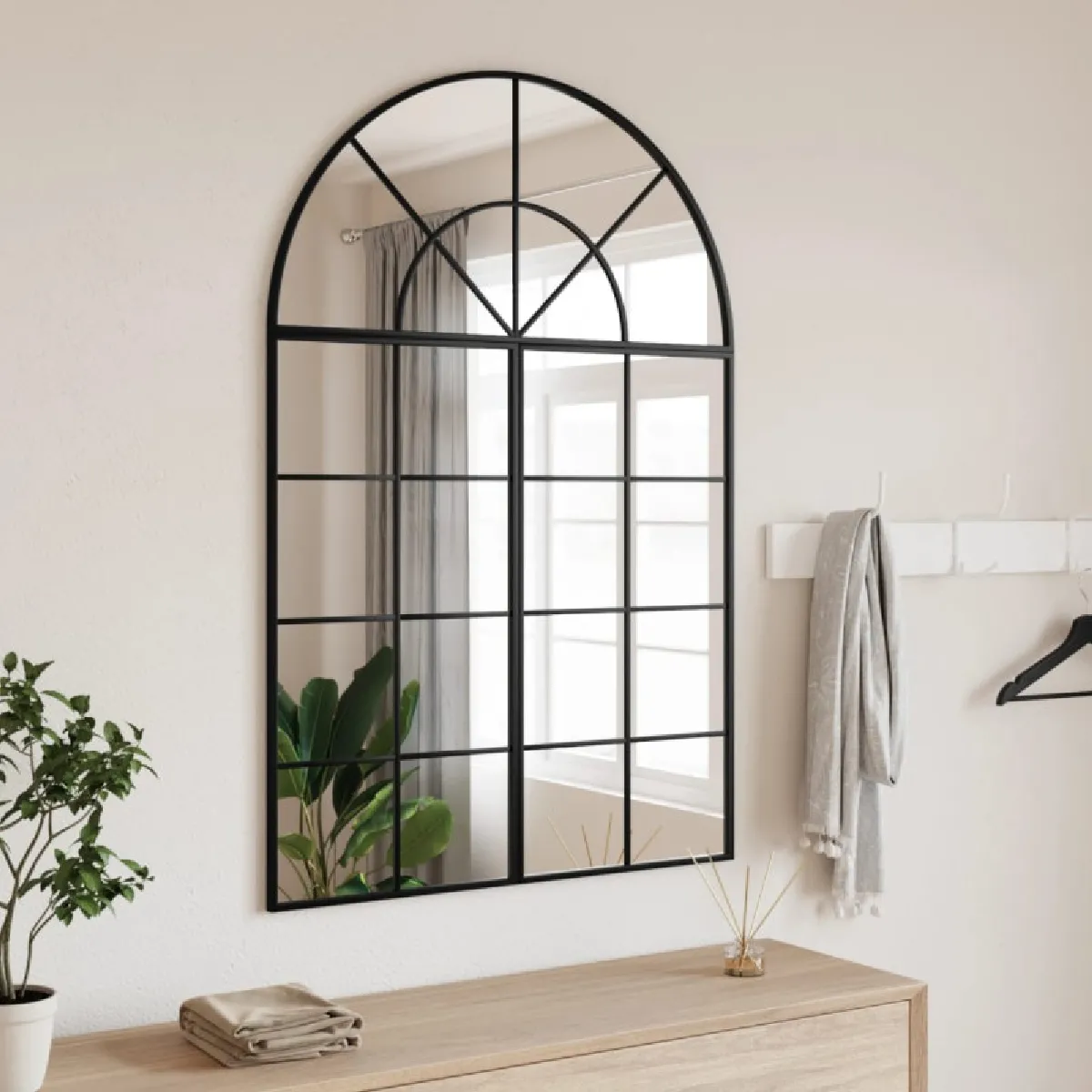 Vidaxl Noir Miroir Mural Arche