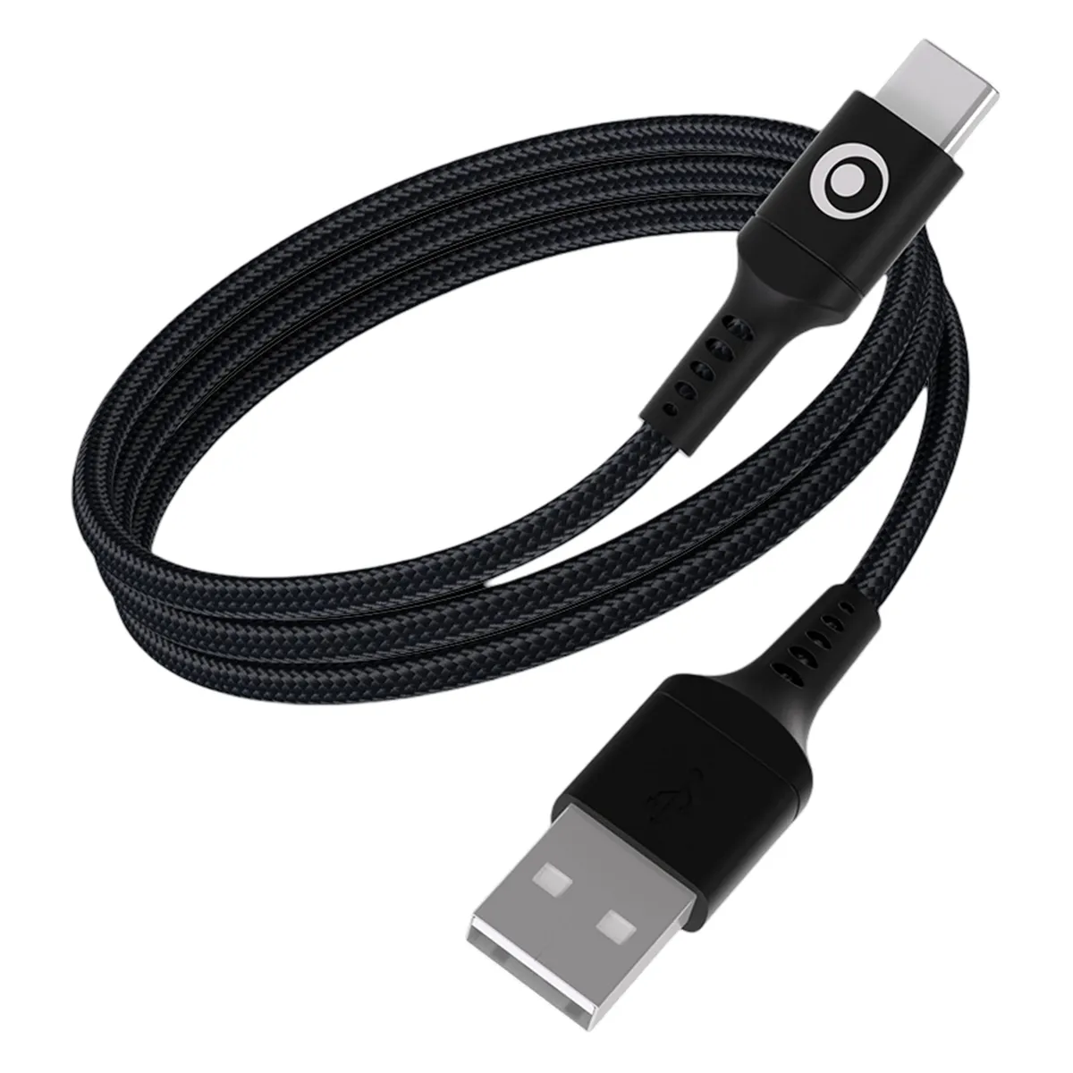 Bigben Noir Connected Câble Usb-A Vers Usb-C Fastcharge 15W 3A En Nylon Tissé 1.2M