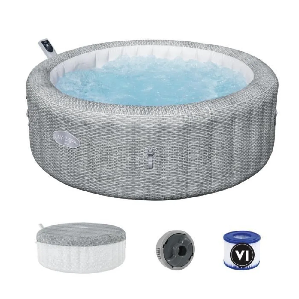 Spa gonflable BESTWAY Lay Z Spa Hawaii 140 airjets 196 x 71 cm 6 places Rond couverture cartouche diffuseur