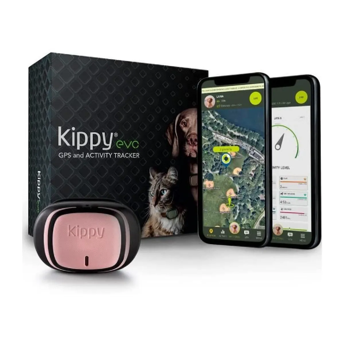 Comparer les prix de Kippy - Collier Gps Pour Chiens Et Chats - Evo - 38 Gr - Waterproof - Pink Petal
