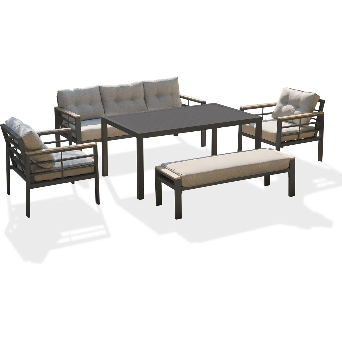 Dcb garden ensemble repas de jardin 7 places - Gris anthracite Dcb garden ensemble repas de jardin 7 places - Gris anthracite