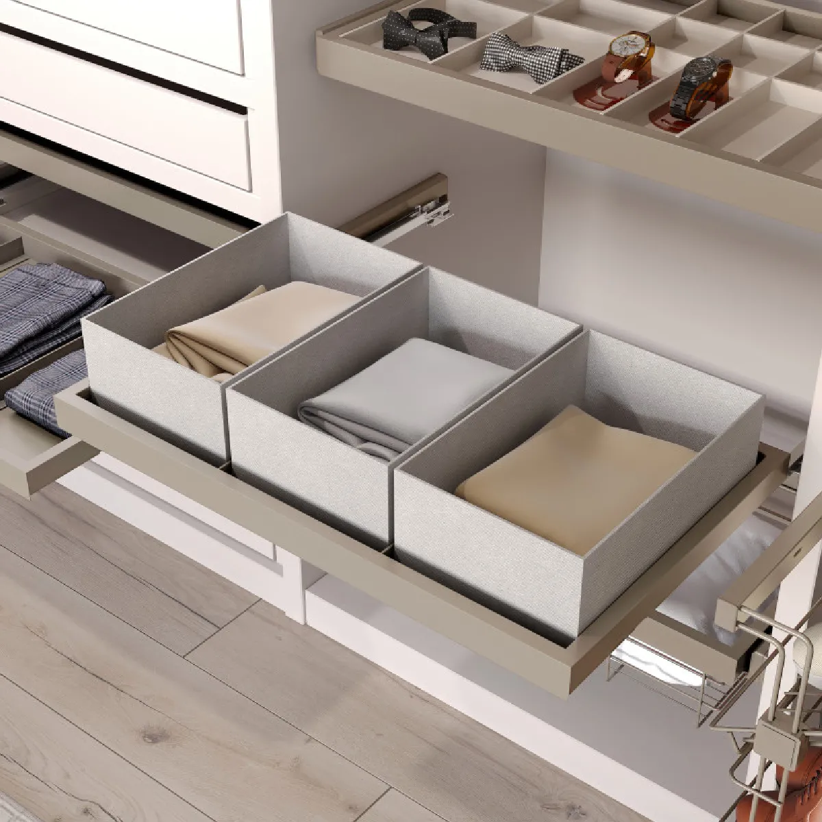 Emuca Kit paniers coulissants armoire - Gris Emuca Kit paniers coulissants armoire - Gris