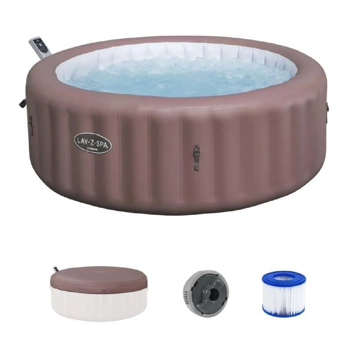Spa gonflable BESTWAY Lay Z Spa Hawaii 140 airjets 196 x 71 cm 6 places Rond couverture cartouche diffuseur - vue 8