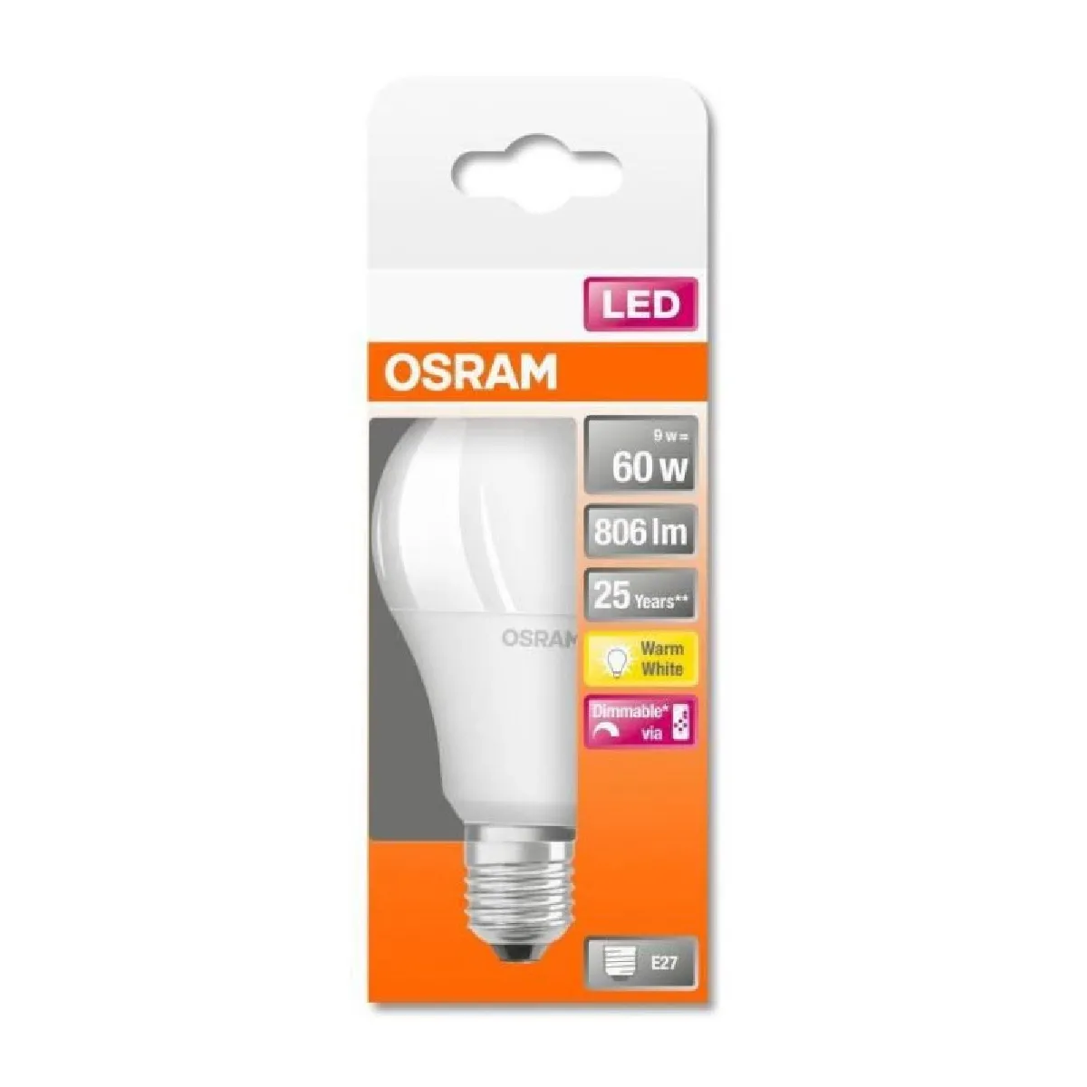 OSRAM Star LED-pære E27 9,4 W+ fjernbetjening mat