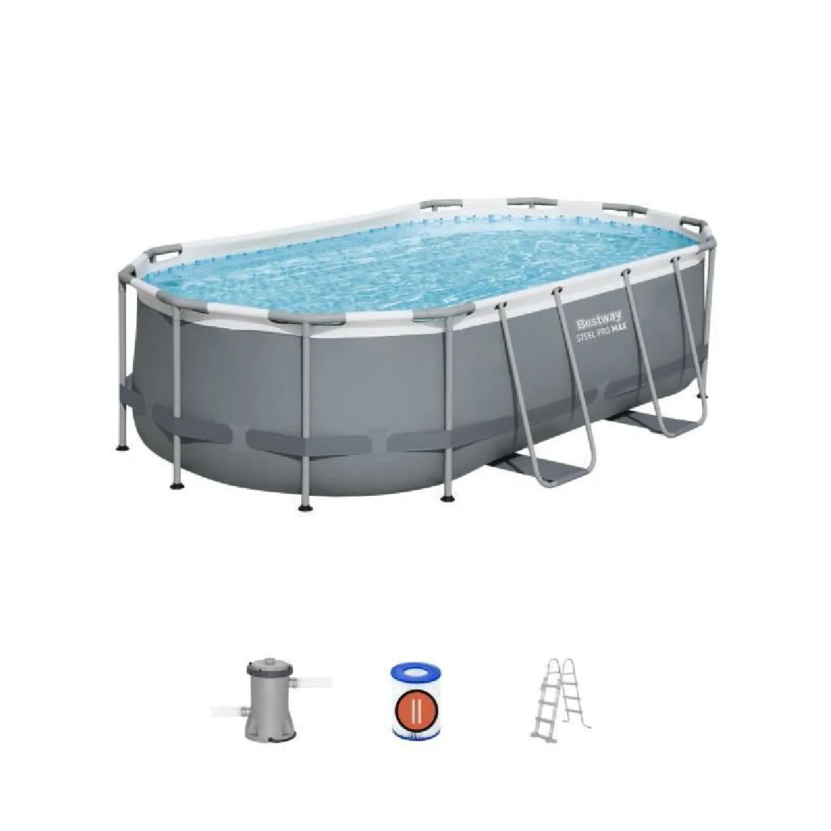 Kit Piscine hors sol tubulaire BESTWAY Steel Pro MAX™ 305 x 200 x 84 cm Ovale Livrée avev filtre a cartouche et 1 cart - vue 5