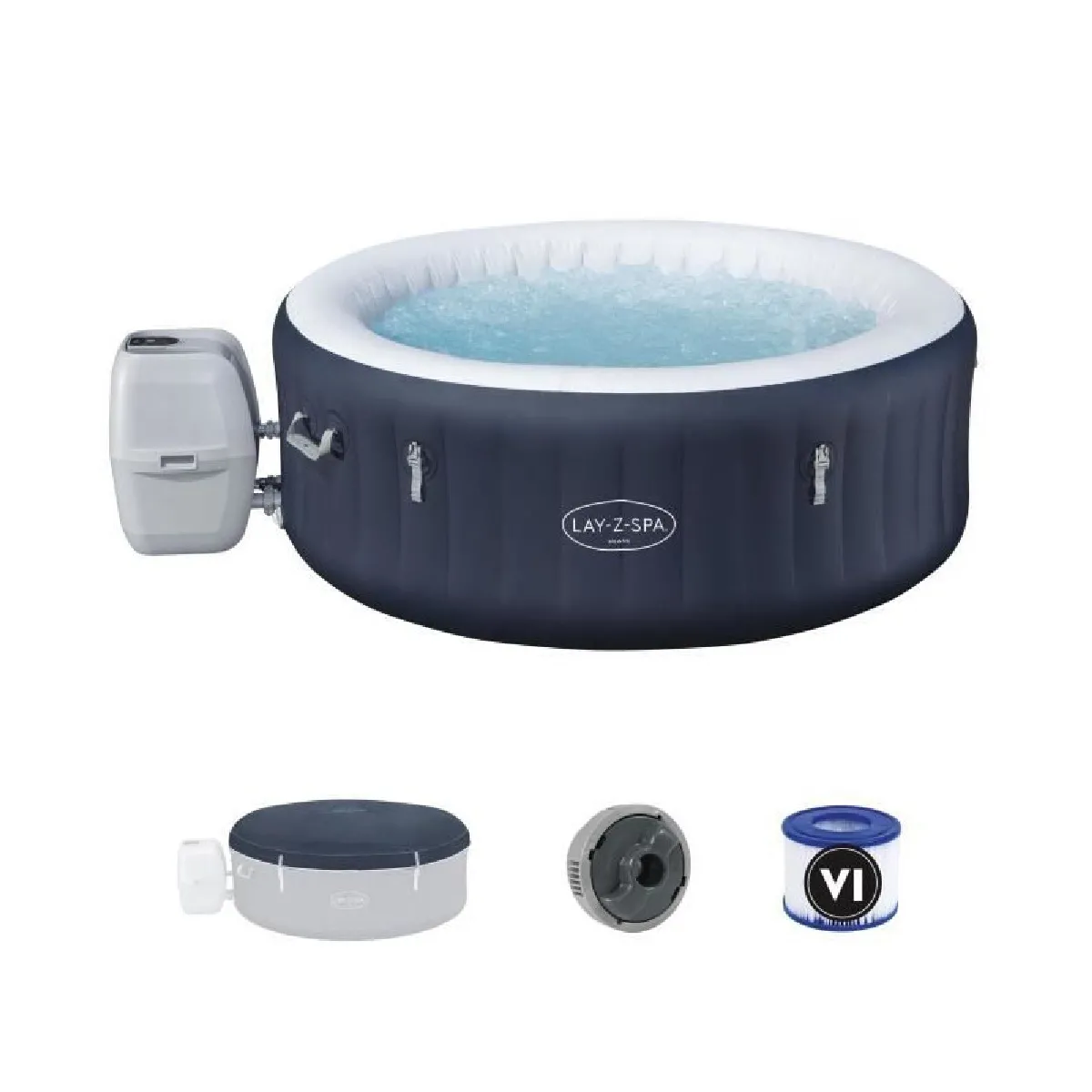 Spa gonflable BESTWAY Lay Z Spa Hawaii 140 airjets 196 x 71 cm 6 places Rond couverture cartouche diffuseur - vue 8