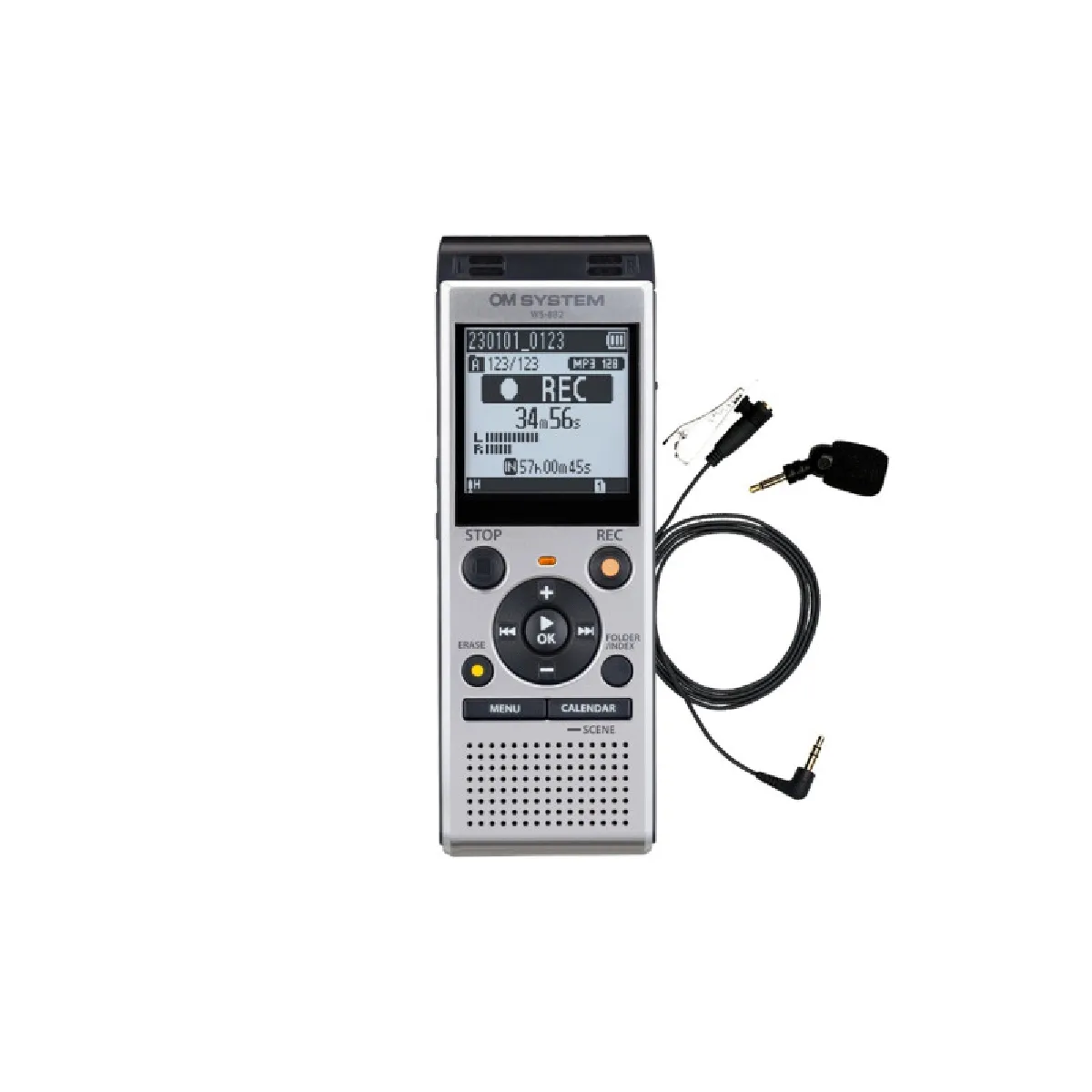 Om System Argent Dictaphone Ws-882 4 Go Stéréo Avec Micro Me52 Réduction De Bruit /Noir - Neuf - Image 3