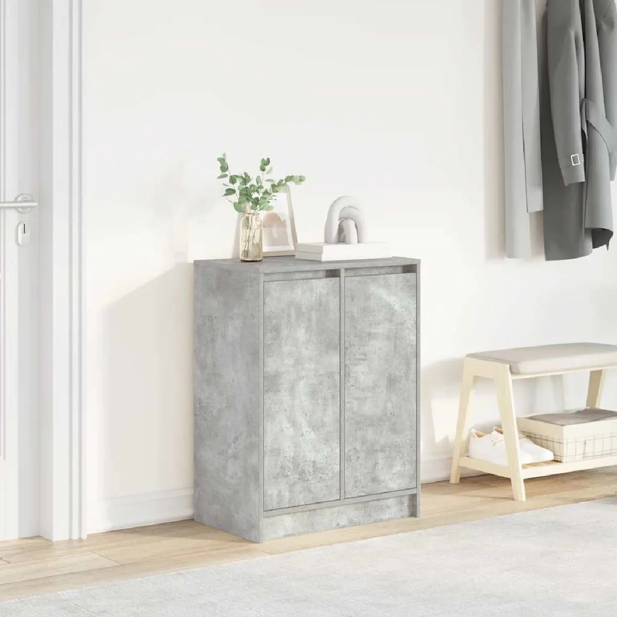 Vidaxl Armoire à chaussures blanc 57x34x76 cm bois d'ingénierie