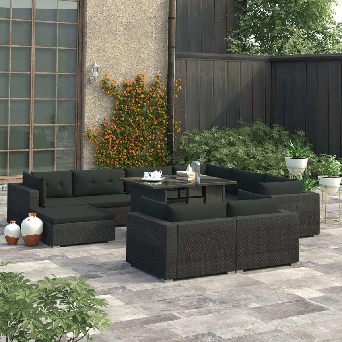 Vidaxl vidaXL Salon de jardin 10 pièces avec coussins - vue 7