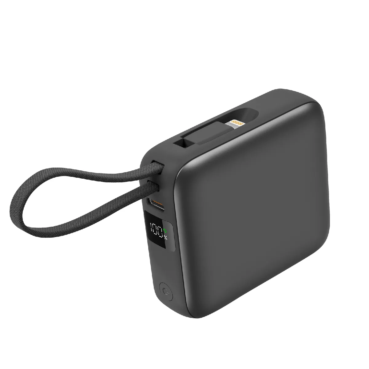 Akashi Batterie de Secours avec câbles USB C et Lightning intégrés 10 000 mAh
