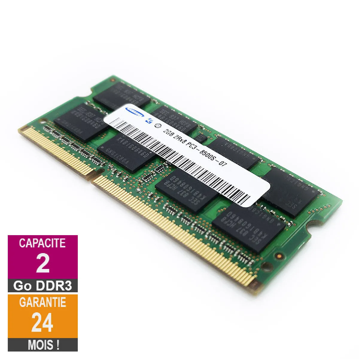 Barrette Mémoire 2Go RAM DDR3 Samsung M471B5673FH0 CF8 SO DIMM PC3 8500 1066MHz 2Rx8