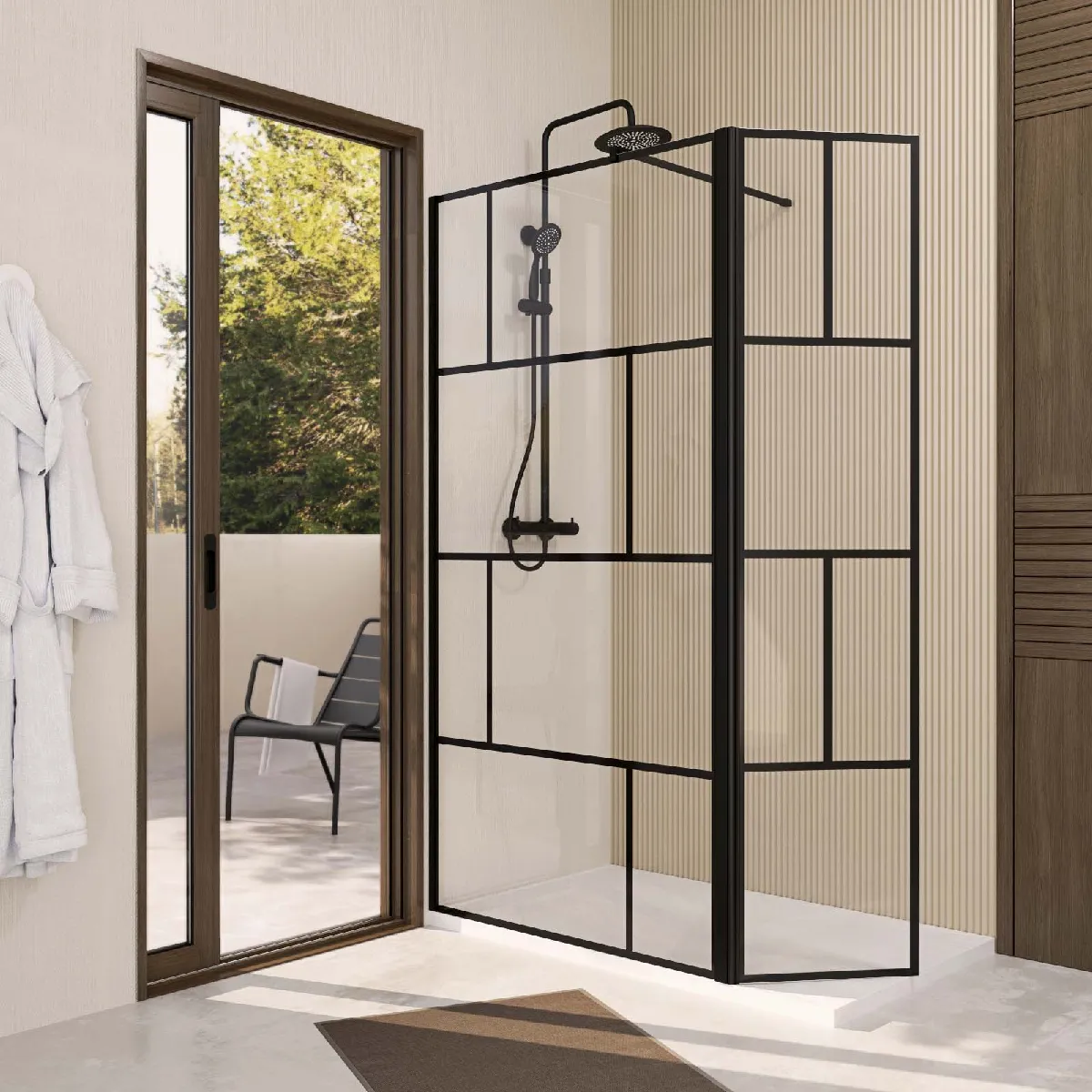 Paroi de douche avec volet pivotant - vue 2
