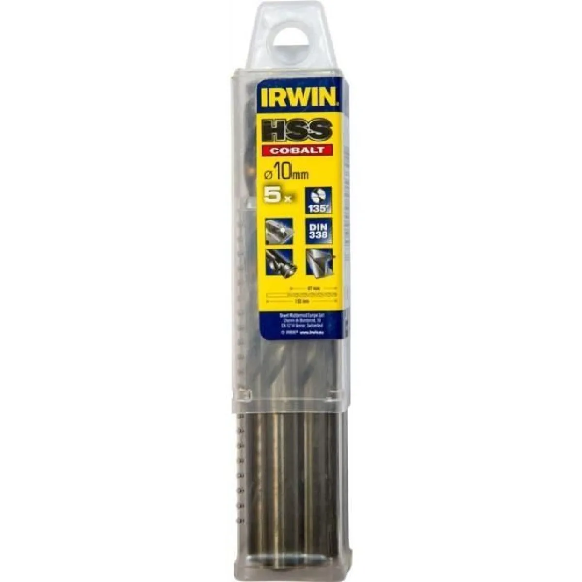 Irwin Lot De 5 Forets À Métal Hss Cobalt - 10 Mm
