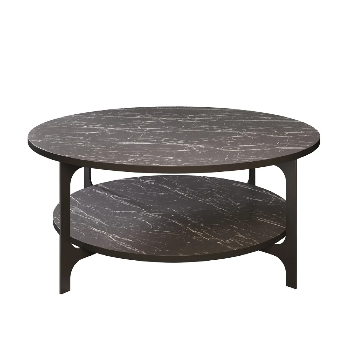 Meilleurs prix pour Table basse ronde avec le cadre en métal (Effet marbre noir et noir)