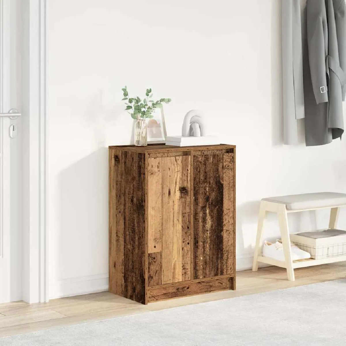 Vidaxl Armoire à chaussures vieux bois 57x34x76 cm bois d'ingénierie