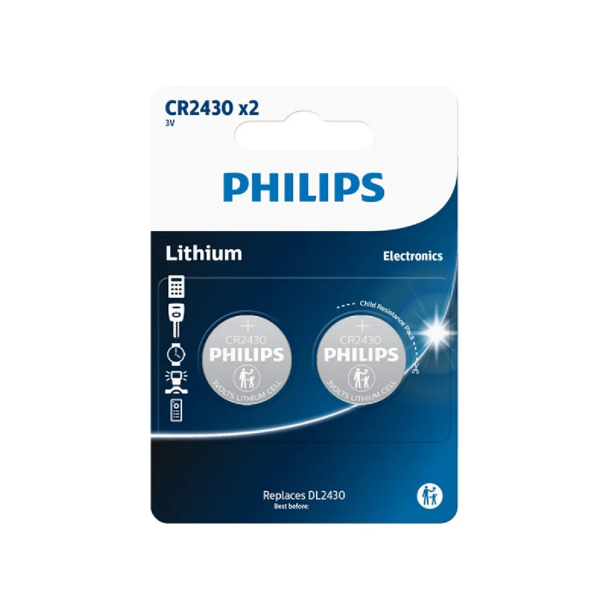 Batterie Philips CR2430 x 2 - vue 4