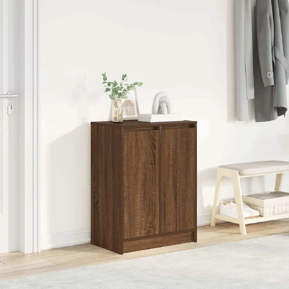 Vidaxl Armoire à chaussures chêne marron 57x34x76 cm bois d'ingénierie