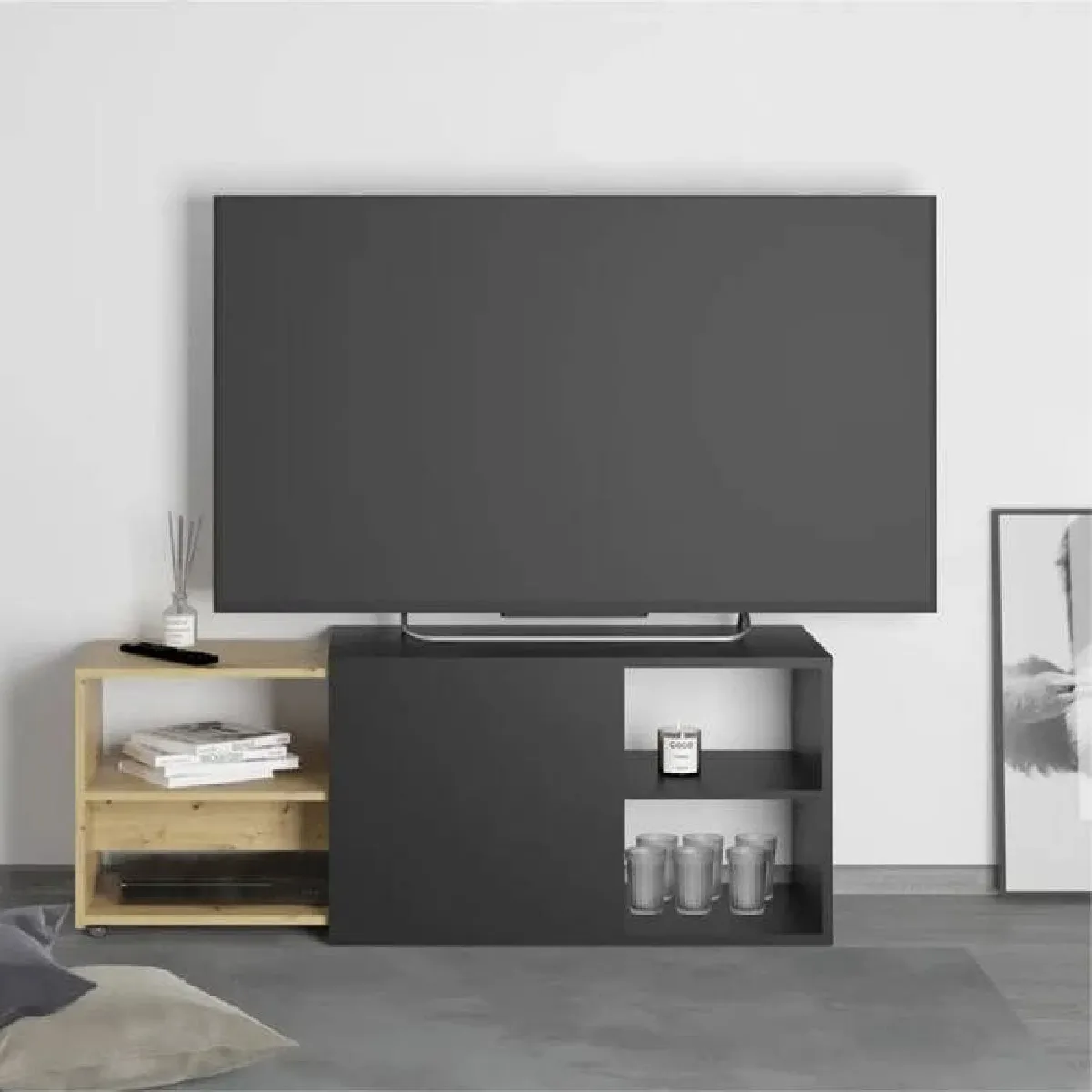 Fmd Meuble TV sur roulettes - Marron Fmd Meuble TV sur roulettes - Marron