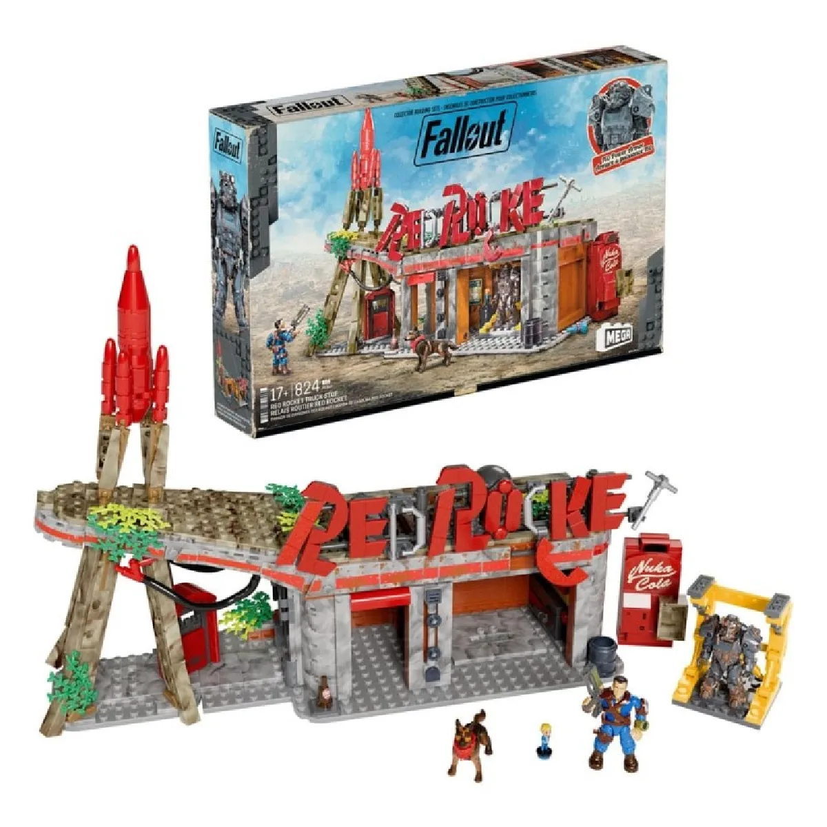 MEGA Coffret Relais Routier Rocket Fallout 824 éléments 2 Personnages articulés et Accessoires HXT00