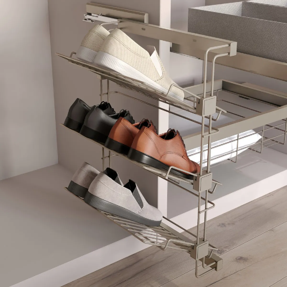 Emuca Gris Porte-Chaussures Latéral Coulissant Pour Placards Et Dressing Hack, Droite - Image 3