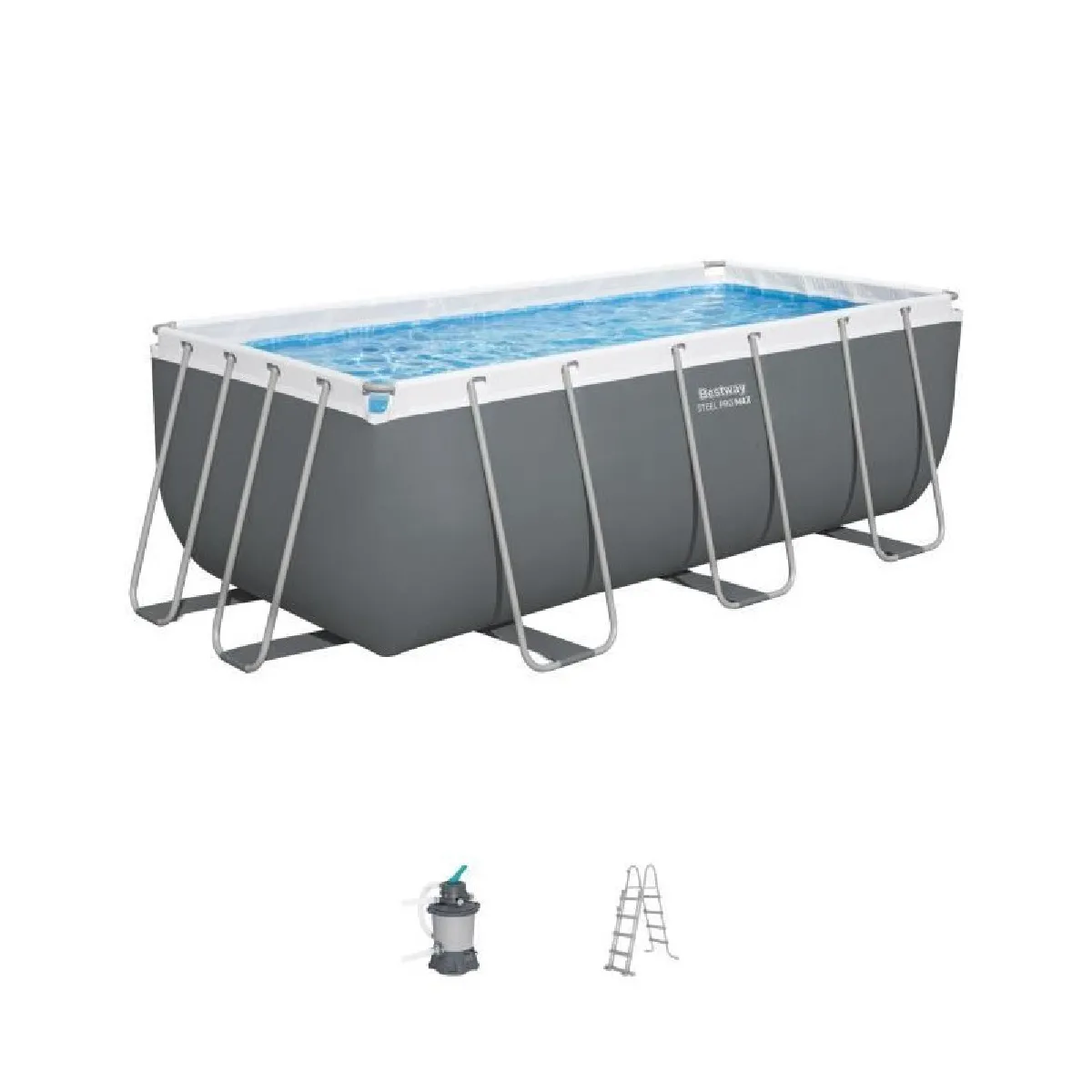 Kit Piscine hors sol tubulaire BESTWAY Steel Pro Max™ 412 x 201 x 122 cm Rectangulaire Filtre a sable échelle