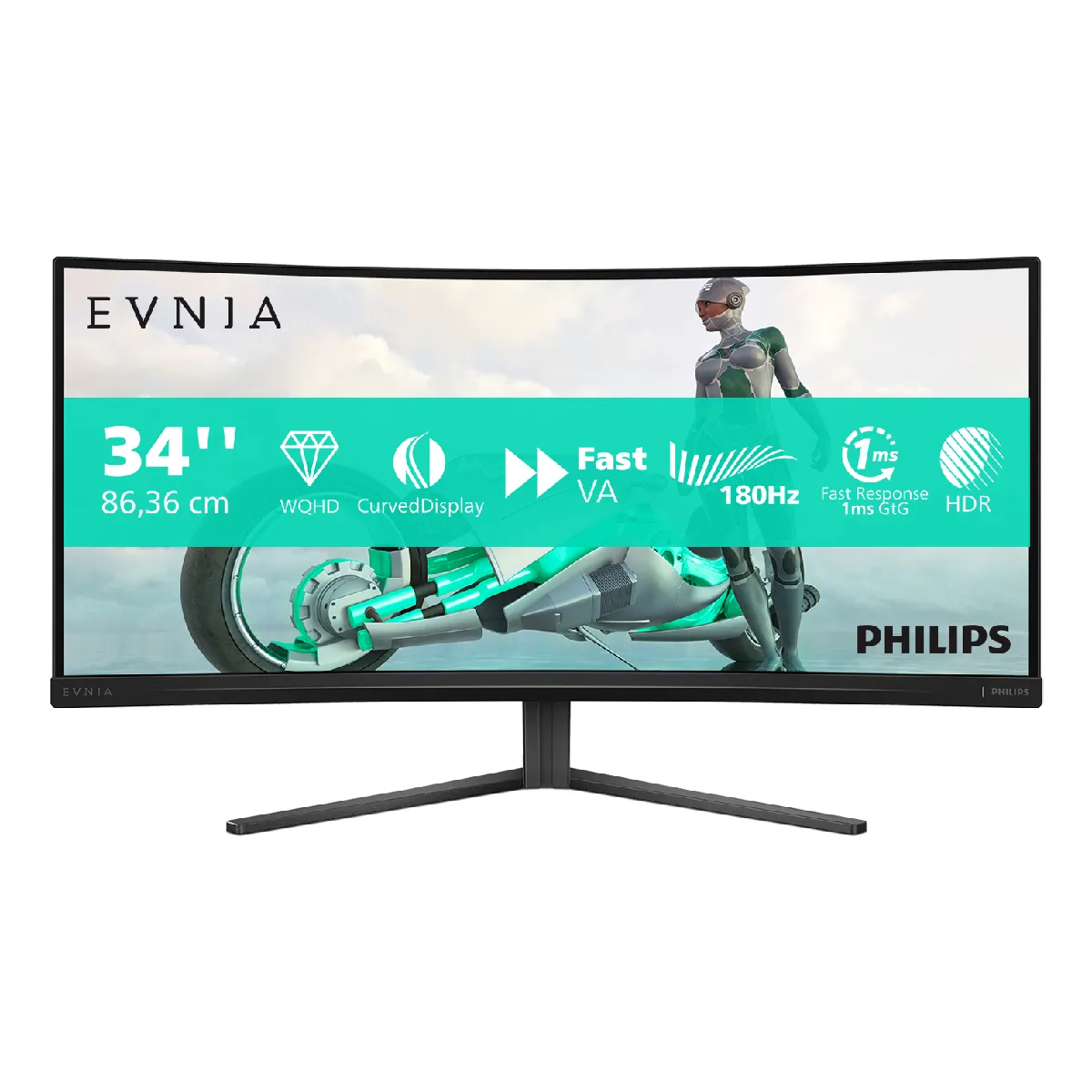 Philips Evnia 34M2C3500L 00 écran plat de PC 86 4 cm 34 3440 x 1440 pixels Wide Quad HD LCD