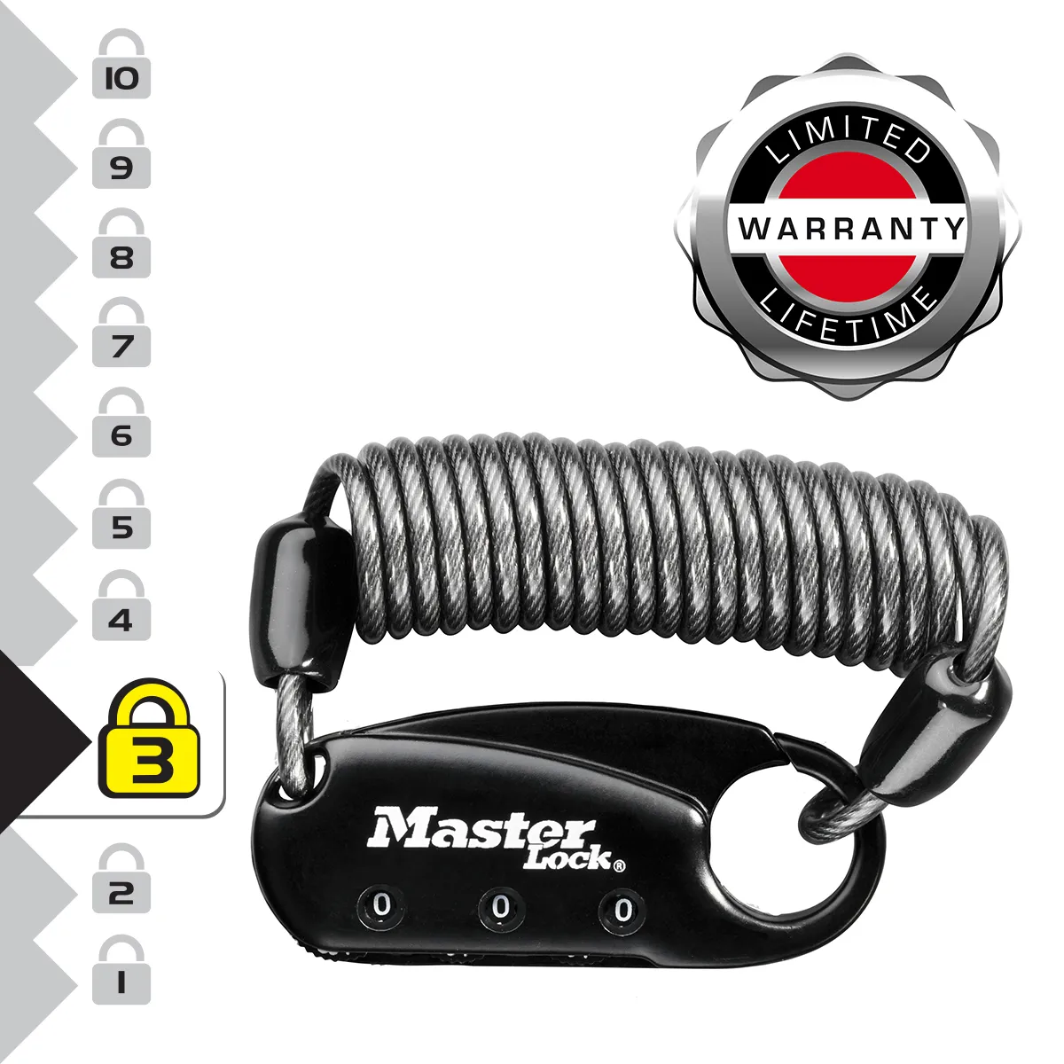 Master Lock Noir Antivol De Vélo À Câble N° 1551Eurdblk 90 Cm - Neuf - Image 5