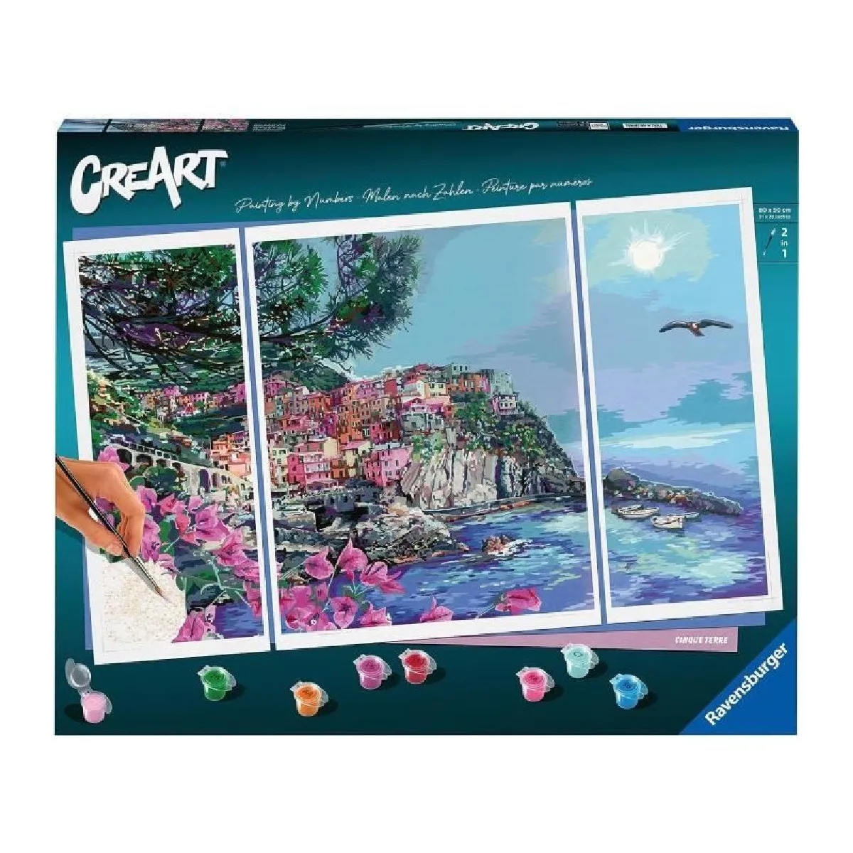 CreArt 80x50 cm Triptyque 5 terres Série Numéro d'art Tryptique 00023529 Des - vue 2