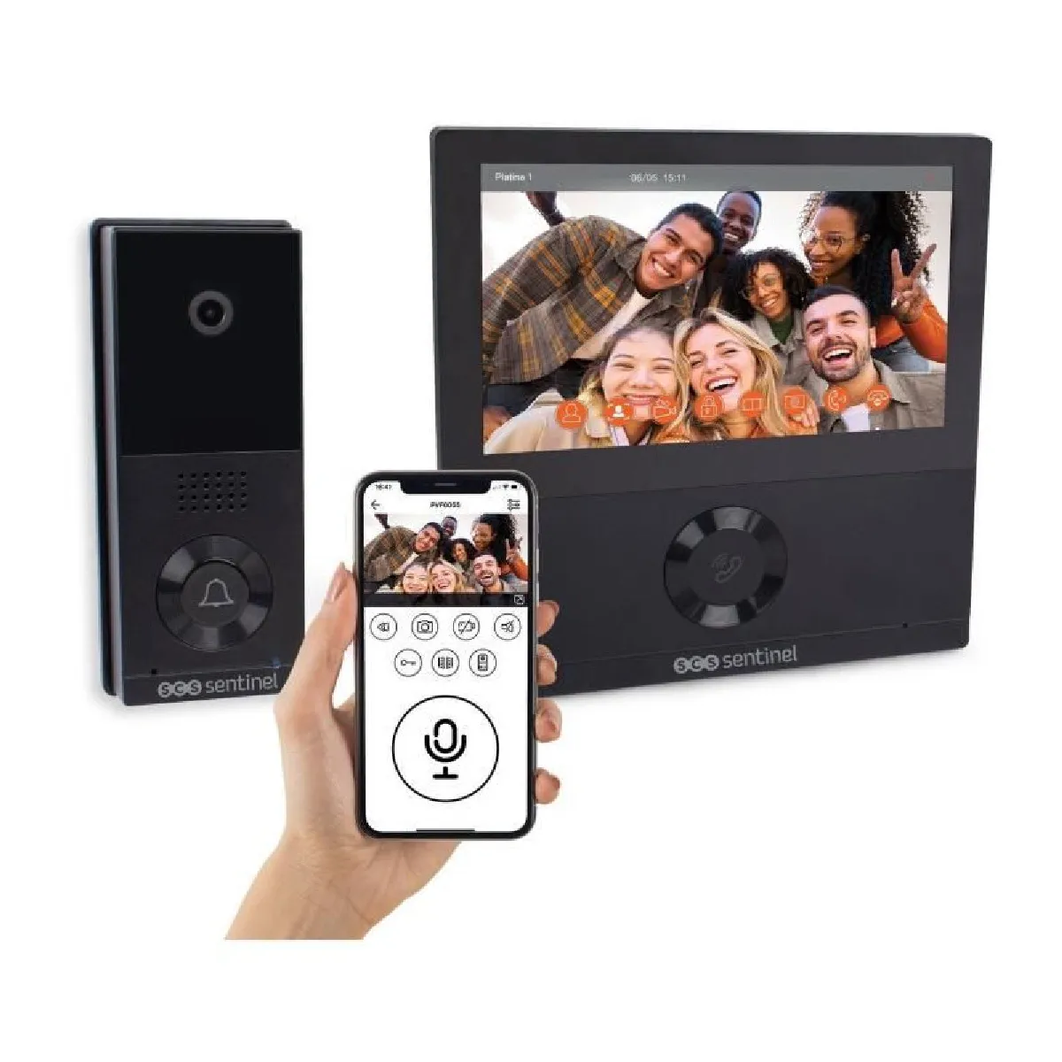 Scs Sentinel Noir Interphone Vidéo Connecté Filaire - Visiowifi - Vision Nocturne