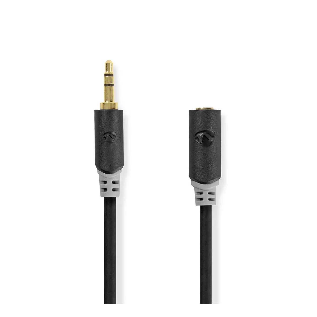 Nedis Câble Audio Rallonge Stéréo Jack 3.5 Mm M/F Plaqué Or (5 Mètres) Anthracite