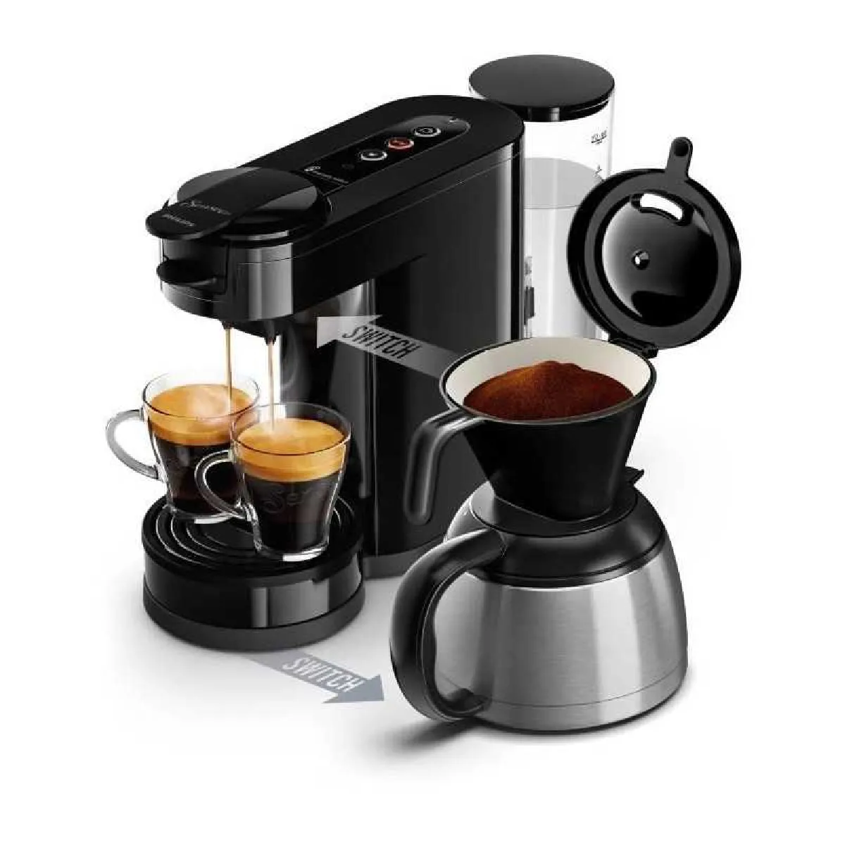 Machine a café dosette - PHILIPS - SENSEO SWITCH HD6592/65 - Noir intense