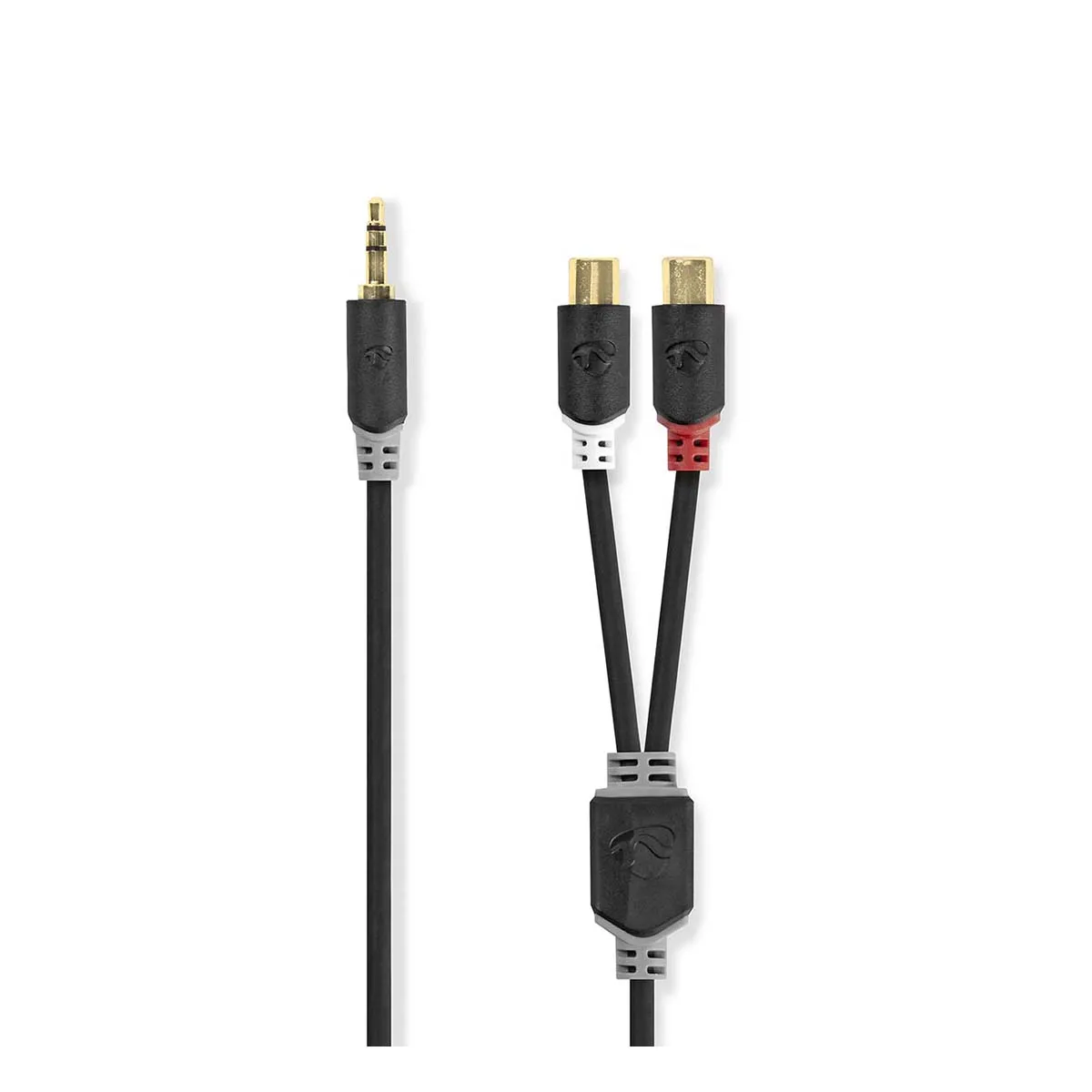 Nedis - Câble Audio Stéréo - 3,5 mm Mâle vers 2x RCA Femelles - 0,2 m - Anthracite - Image 3