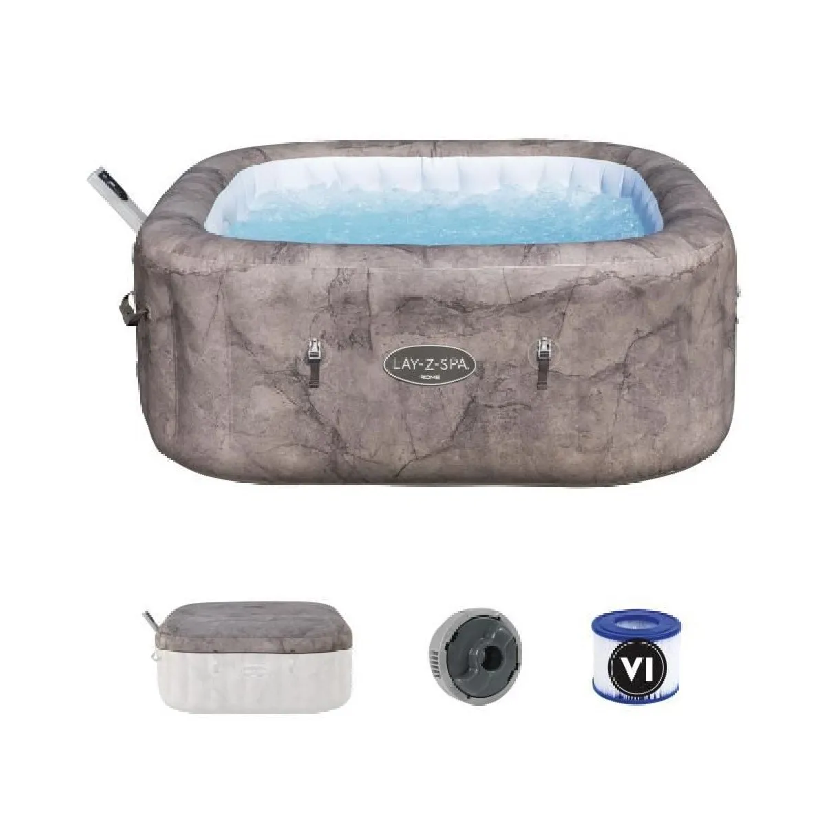 Spa gonflable BESTWAY Lay Z Spa Hawaii 140 airjets 196 x 71 cm 6 places Rond couverture cartouche diffuseur
