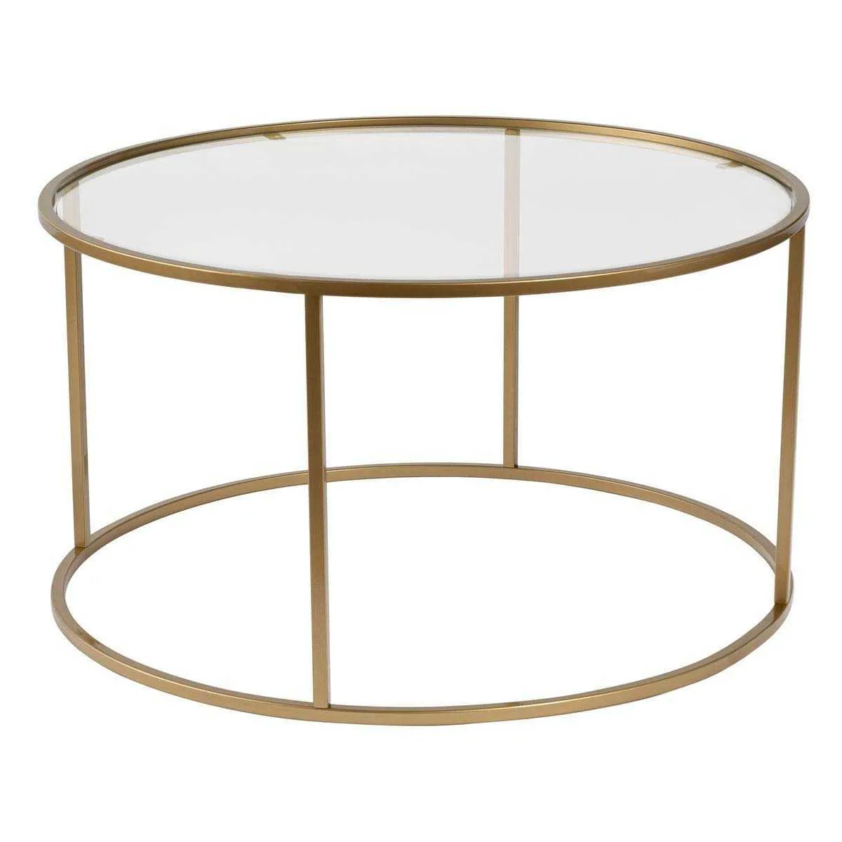 Comparer les prix de Table basse ronde en métal et verre Aurum doré.