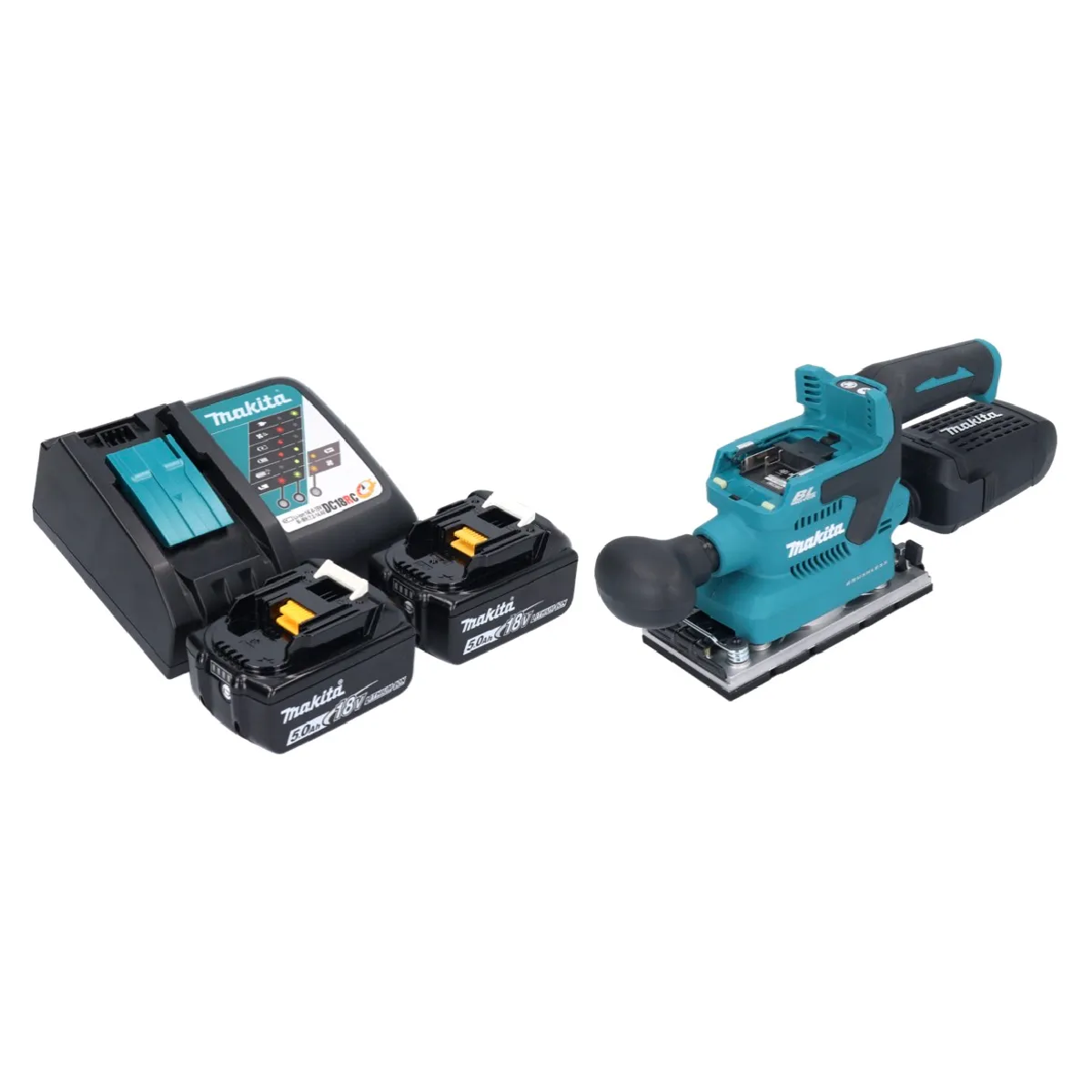Makita DBO 382 RT Ponceuse vibrante sans fil 18 V 93 x 185 mm Brushless + 2x batterie 5 0 Ah + chargeur - vue 2