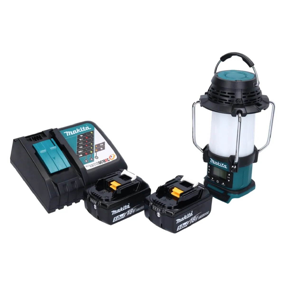 Makita DMR055T1 Radio avec lanterne sans fil 18V FM 360° + 2x Batteries 5 0Ah Chargeur