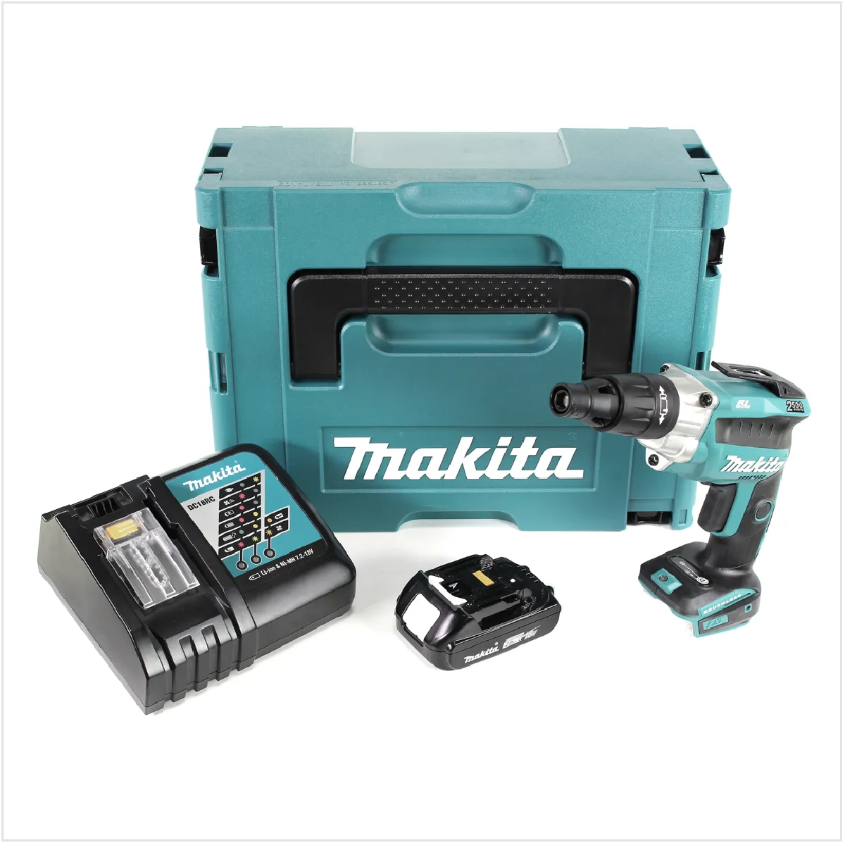 Makita DFS 250 RA1J Visseuse à cloison sèche sans fil 18 V Brushless + 1x Batterie 2,0 Ah + Chargeur + Makpac - vue 5