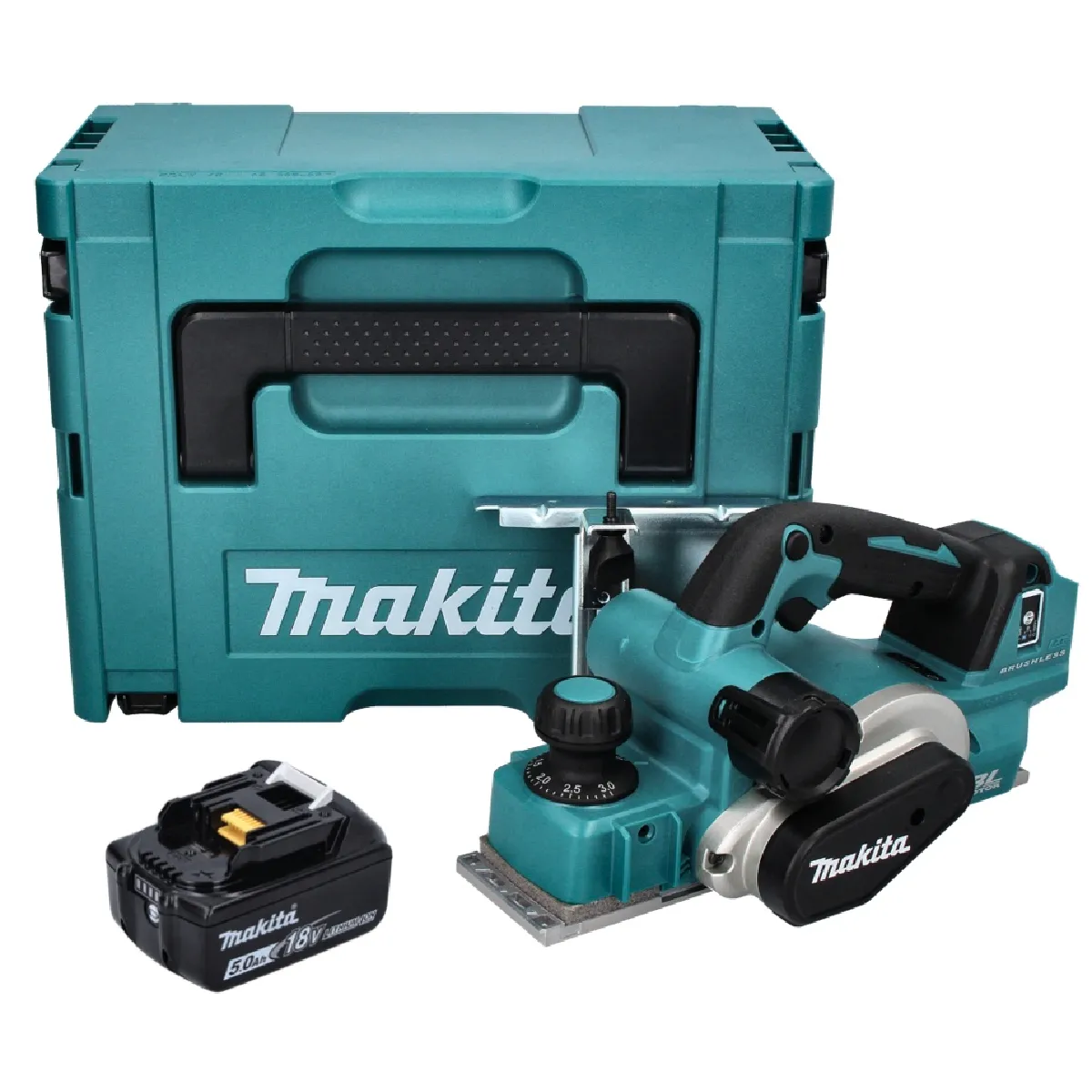 Makita DKP181T1J Rabot sans fil 82mm 18V Brushless + 1x Batterie 5 0 Ah + Coffret Makpac sans chargeur - vue 2