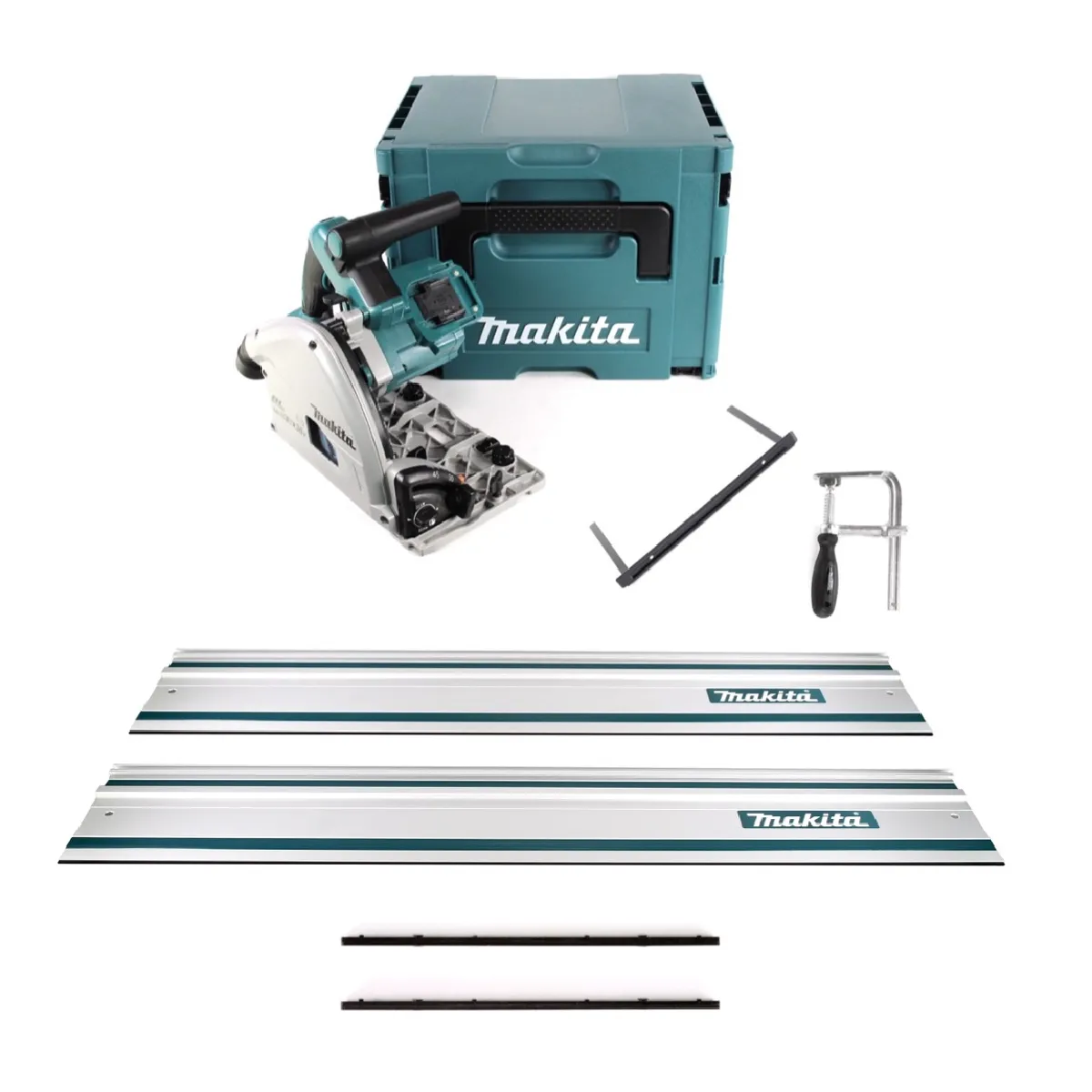 Makita DSP 600 ZJ Scie plongeante sans fil 36V 2x 18V Brushless + 2x rail de guidage + serre joints + connecteur de rail de guidage + guide parallèle 165447 6 + Makpac sans batterie sans chargeur - vue 2