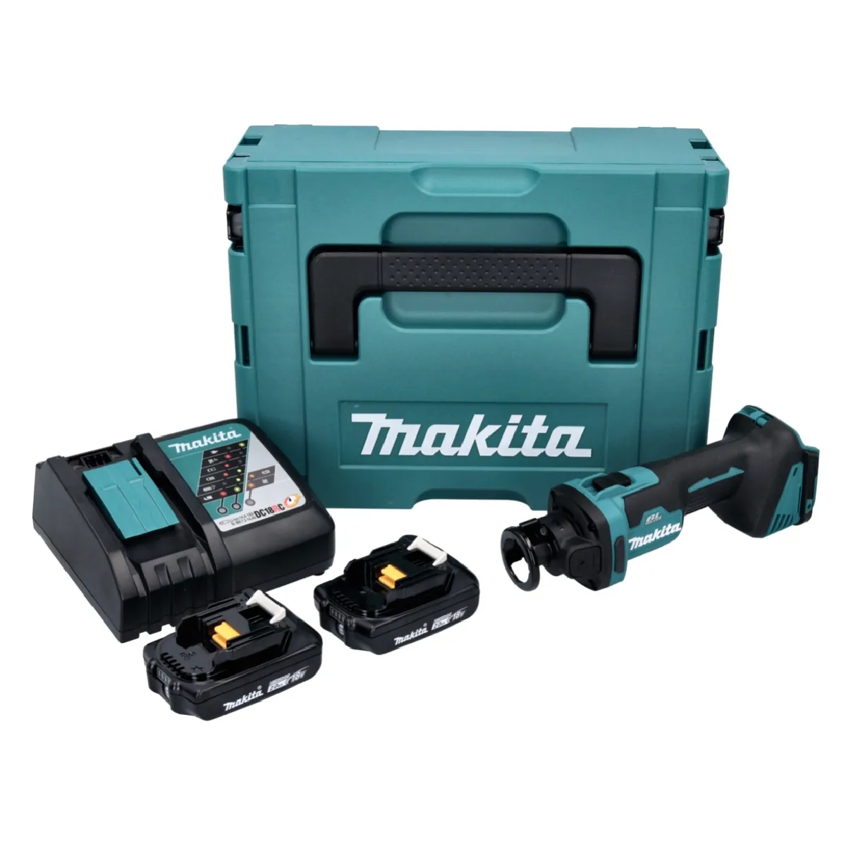 Makita DCO 181 RAJ Trancheuse rotative sans fil 18 V 32000 trmin Brushless + 2x batterie 2 0 Ah + chargeur + Makpac - vue 1