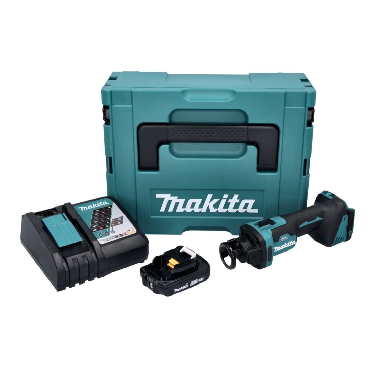 Makita DCO 181 RA1J Trancheuse rotative sans fil 18 V 32000 trmin Brushless + 1x batterie 2 0 Ah + chargeur + Makpac - vue 1