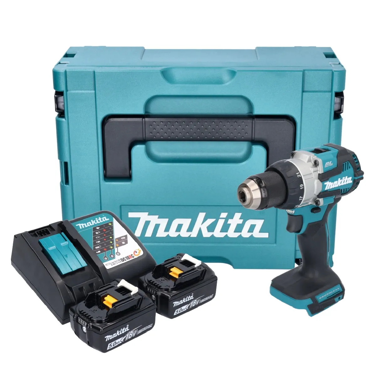 Makita DDF 489 RTJ Perceuse visseuse sans fil 18 V 73 Nm Brushless + 2x batterie 5 0 Ah + chargeur + Makpac
