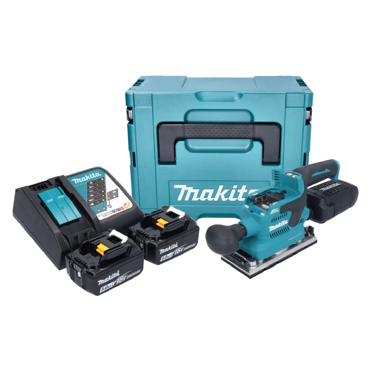 Makita DBO 382 RTJ Ponceuse vibrante sans fil 18 V 93 x 185 mm Brushless + 2x batterie 5 0 Ah + chargeur + Makpac - vue 2
