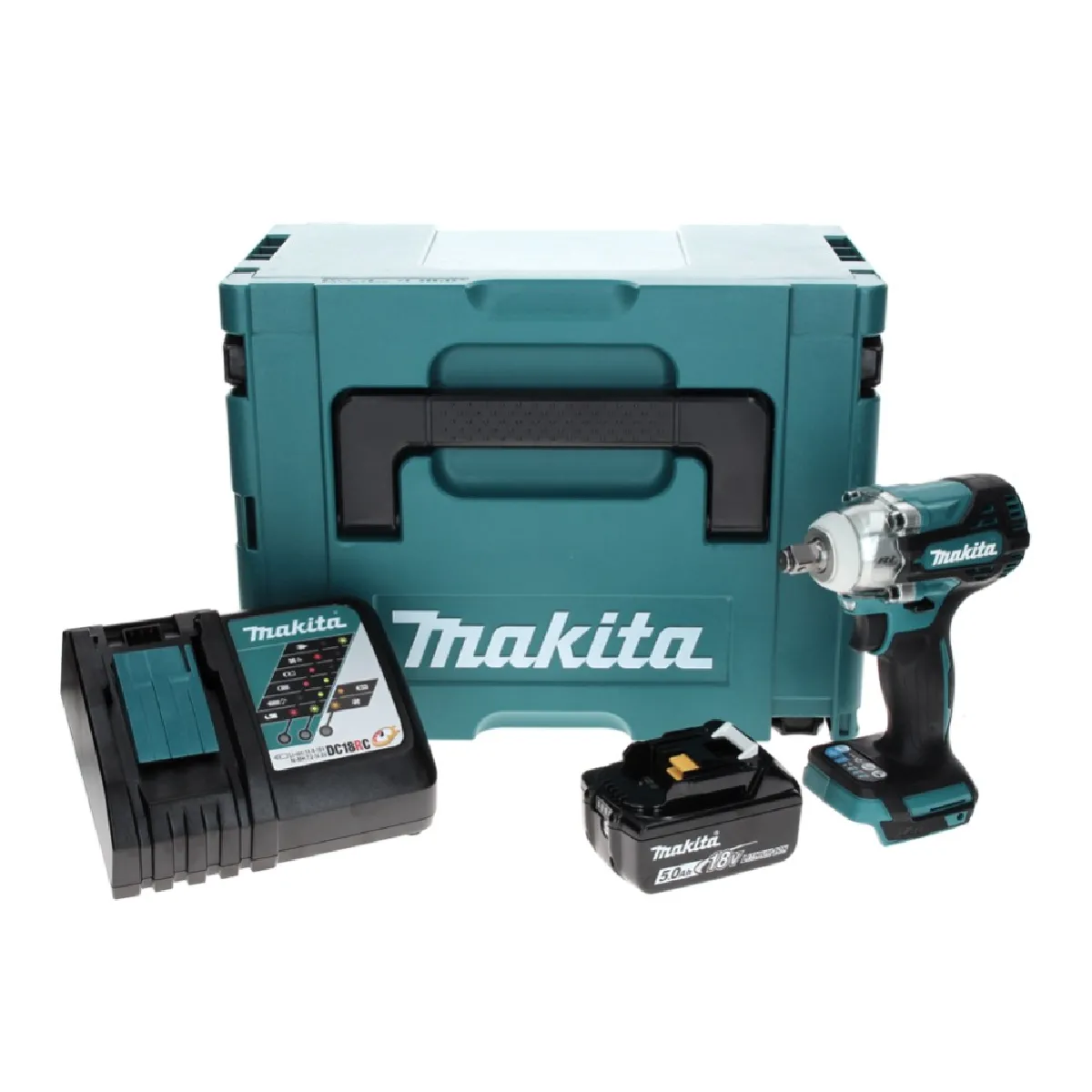 Makita DTW 300 RT1J Visseuse à chocs sans fil 18 V 330 Nm 12 Brushless + 1x Batterie 5.0 Ah + Chargeur + Makpac