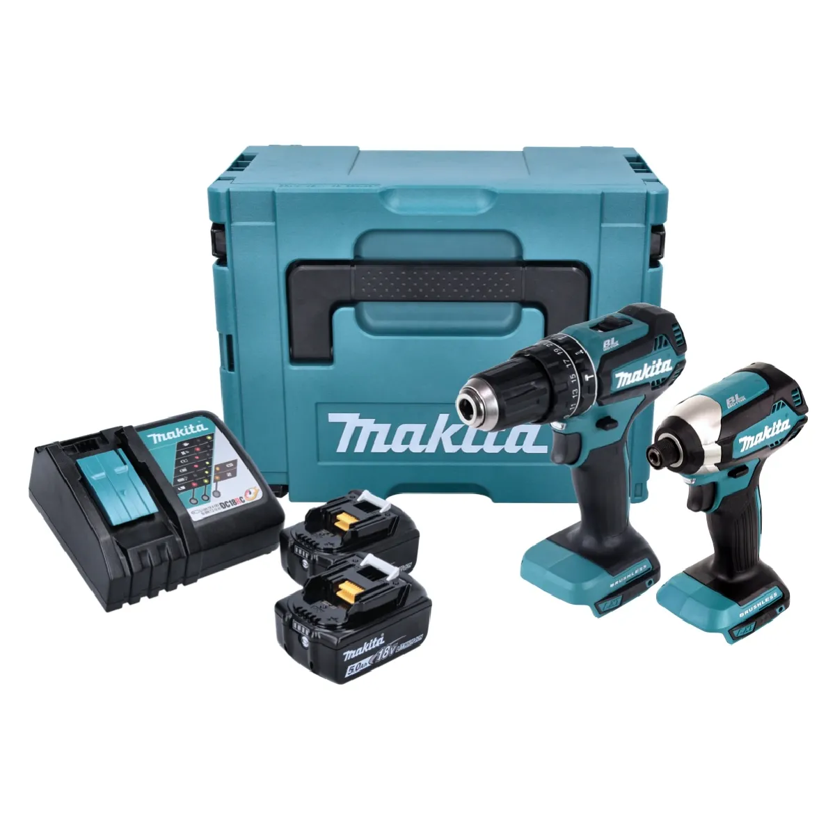 Kit d'outils électriques sans fil Makita DLX 2283 TJ Perceuse DHP 485 Visseuse DTD 153 2 Batteries 5 0 Ah - vue 2