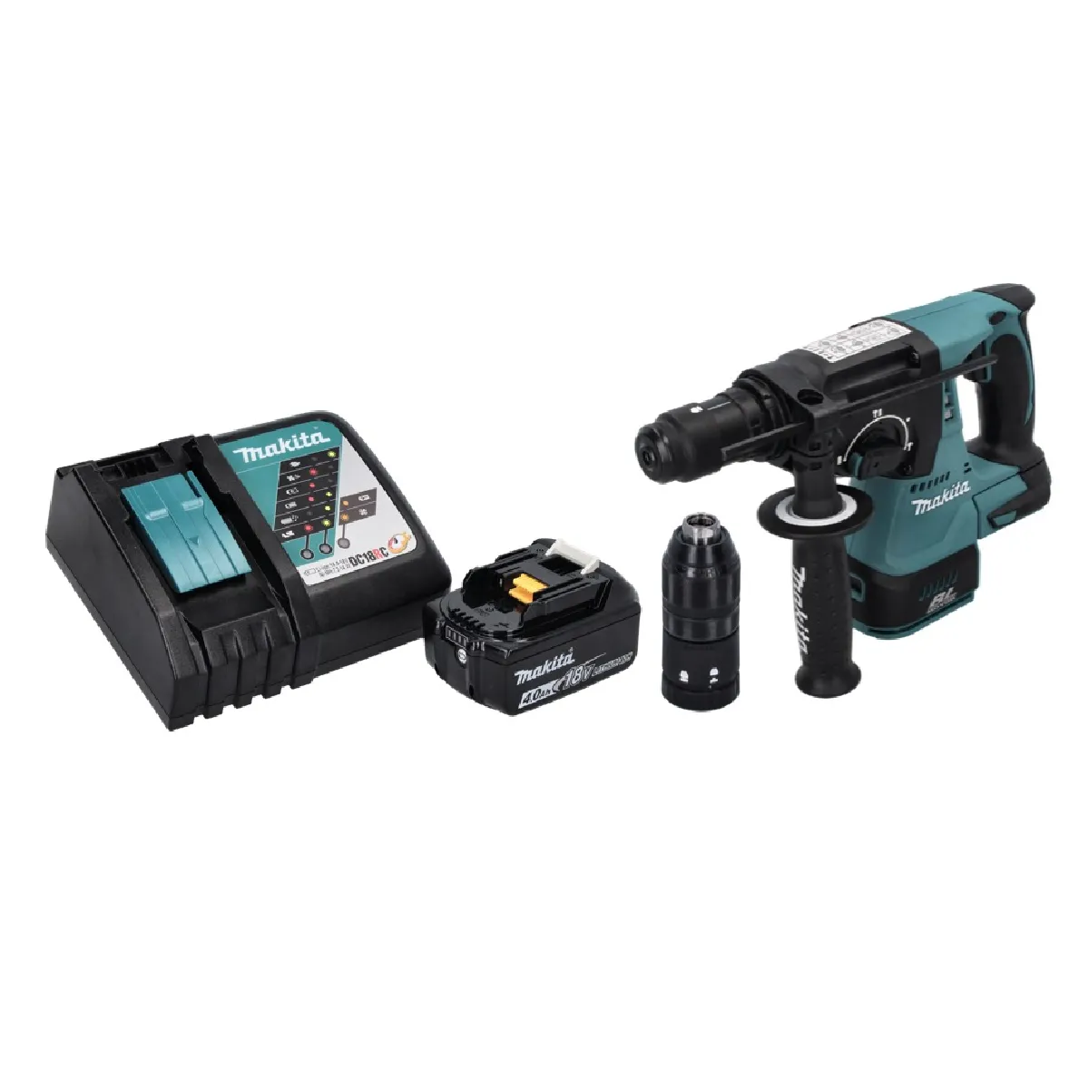 Makita DHR 243 RT1 Marteau perforateur sans fil 18 V SDS plus Brushless + 1x batterie 5 0 Ah + chargeur - vue 4
